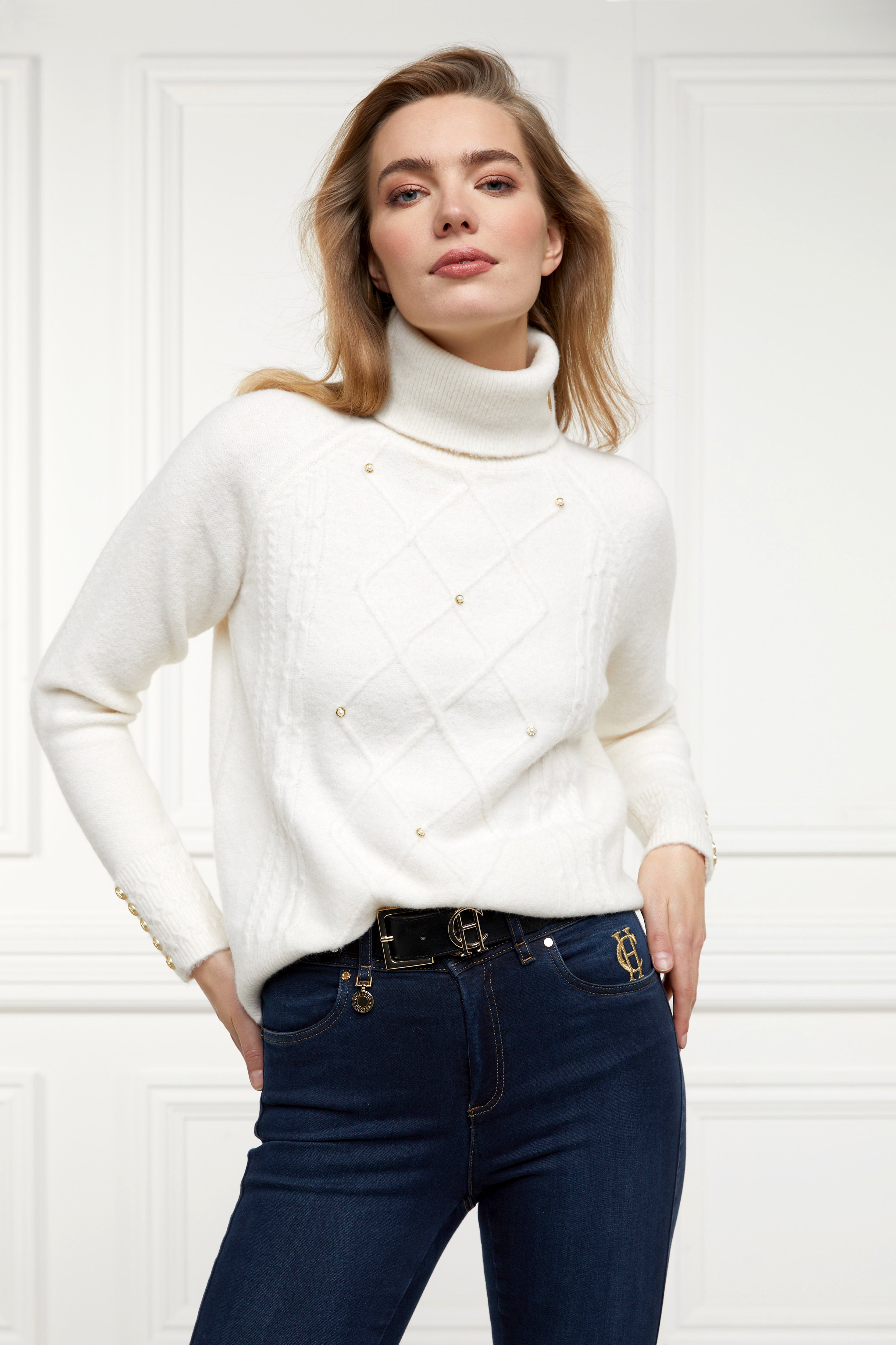 Harlow Roll Neck Knit - ecru - XS