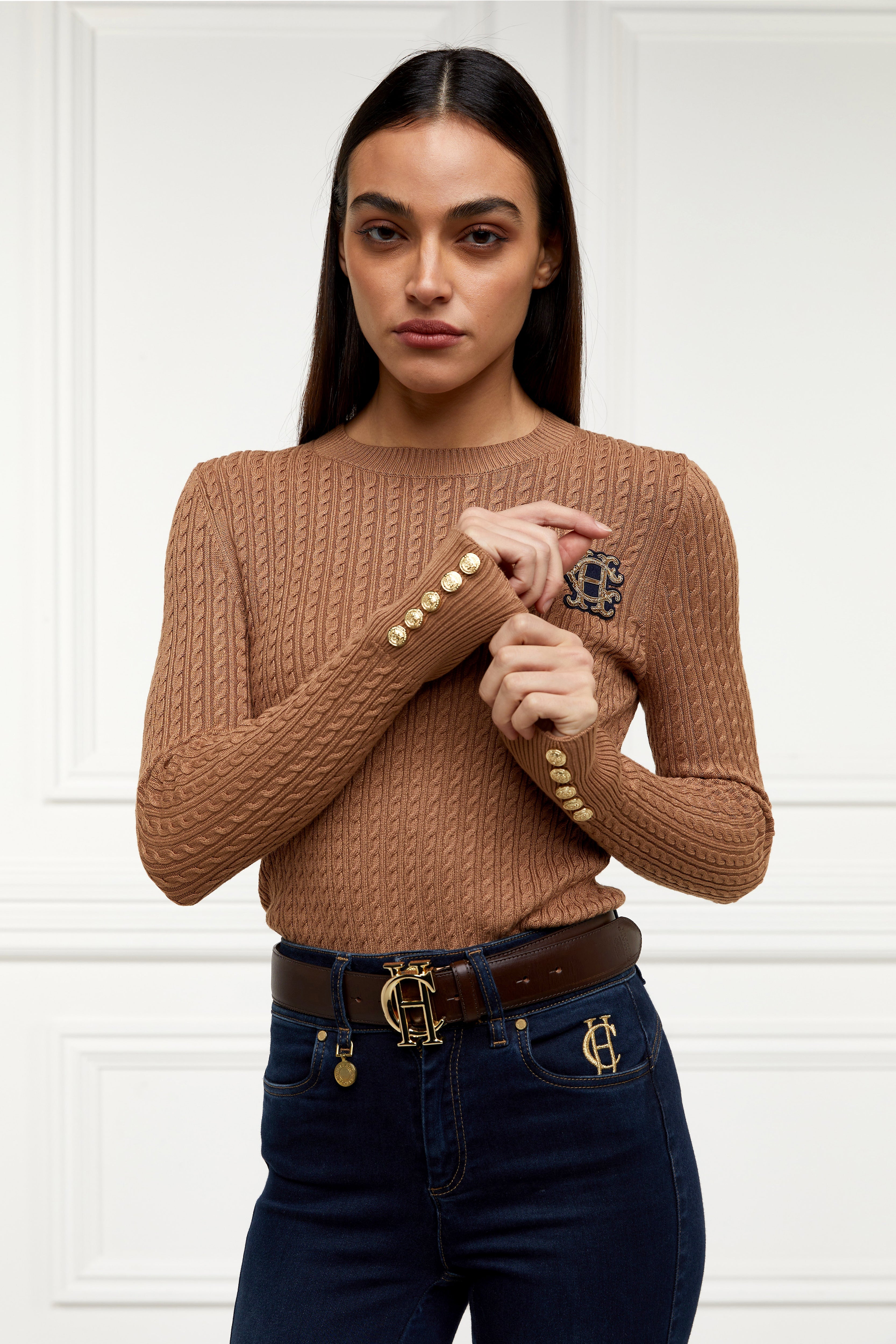 Princeton Crew Neck Knit -   dark camel -  XL