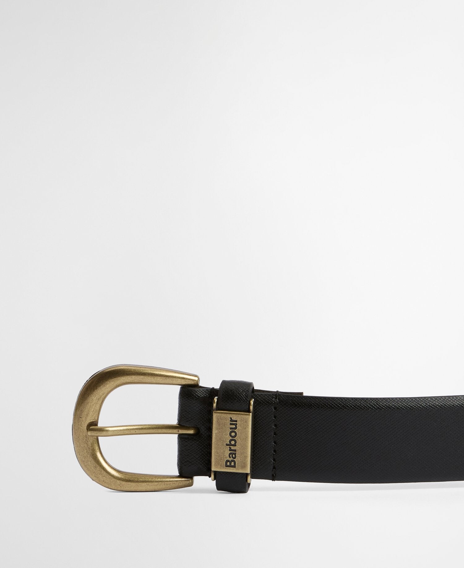 Barbour Black Saffiano Clyde Leather Belt #Colour_Black Saffiano
