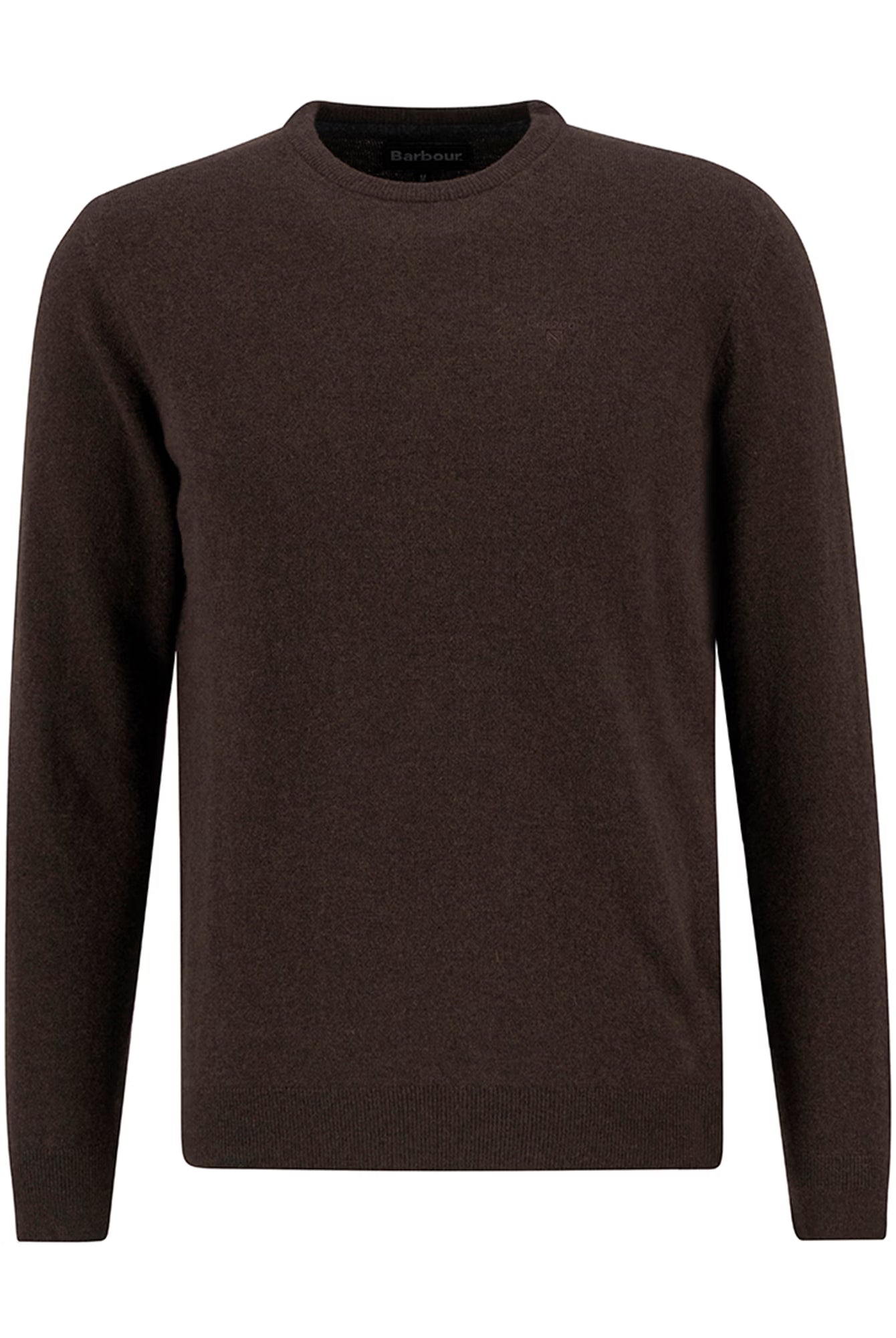 Barbour Essential Lambswool Crew Neck #Colour_Dark Oak