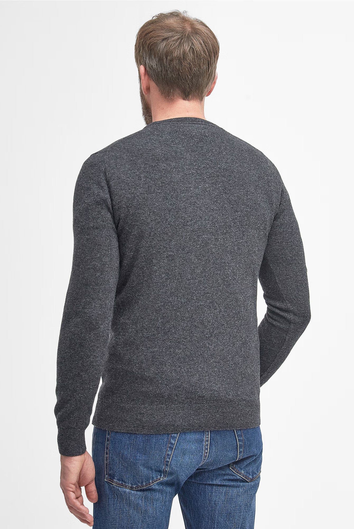 Barbour Essential Lambswool Crew Neck #Colour_Charcoal Grey