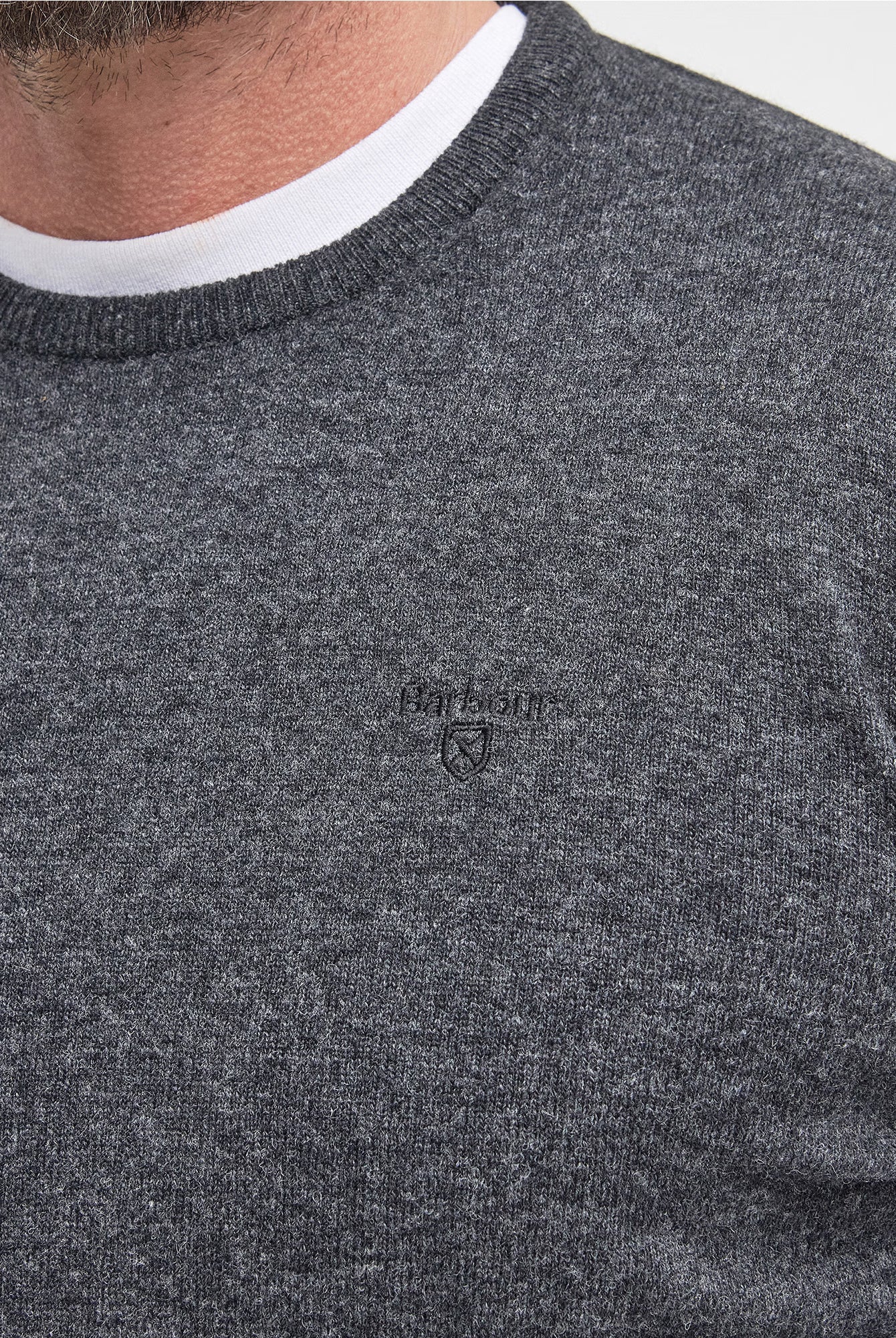 Barbour Essential Lambswool Crew Neck #Colour_Charcoal Grey