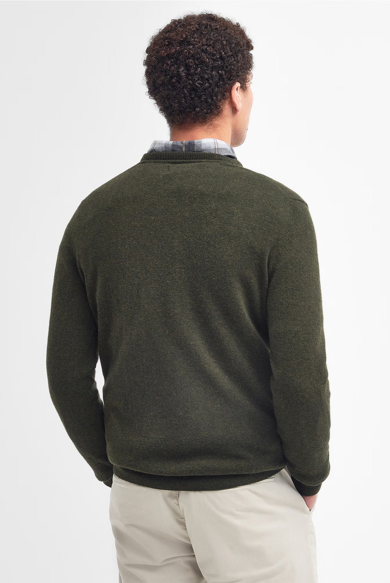 Barbour Essential Lambswool Crew Neck #Colour_Seaweed Green