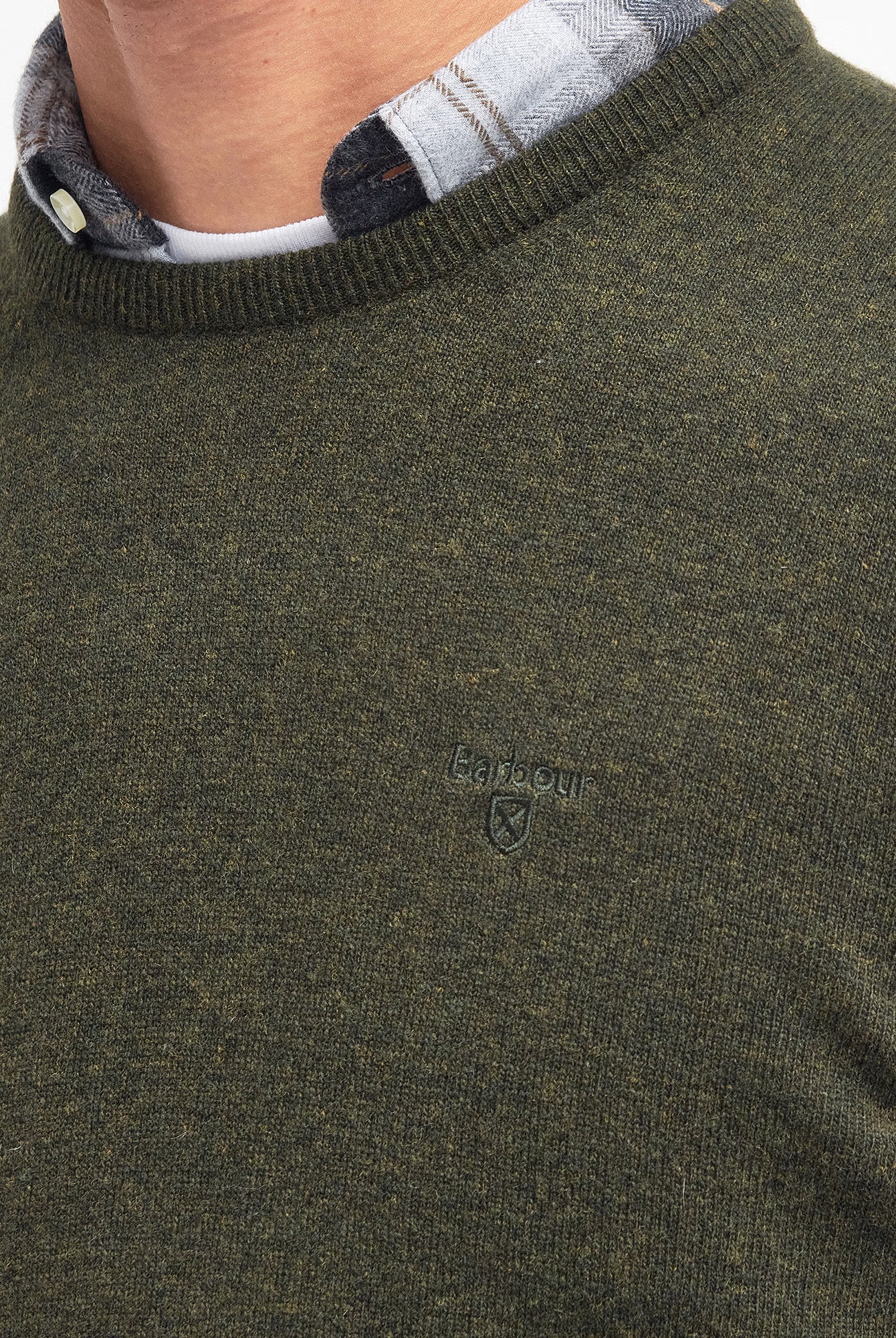 Barbour Essential Lambswool Crew Neck #Colour_Seaweed Green