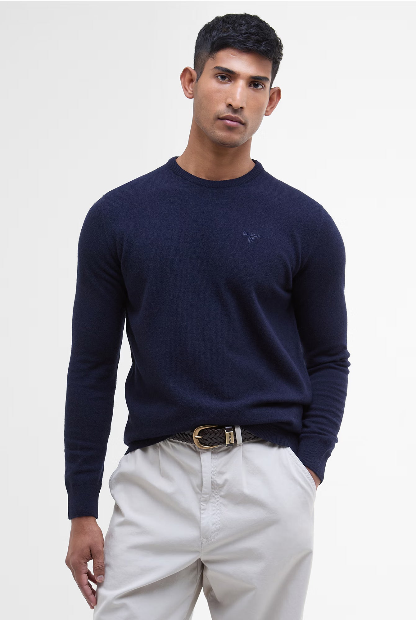 Barbour Essential Lambswool Crew Neck #Colour_Navy