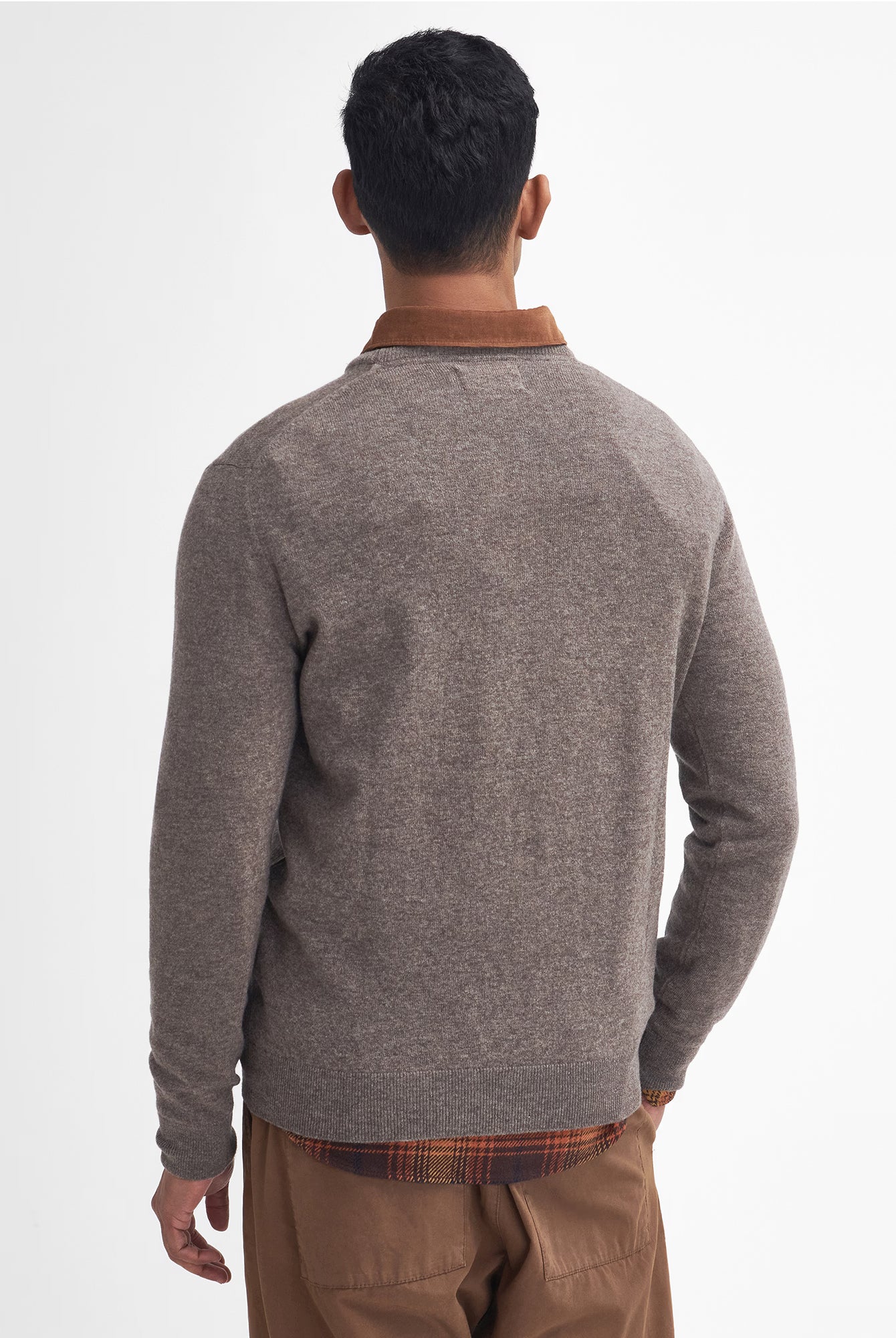 Barbour Essential Lambswool Crew Neck #Colour_Dark Stone
