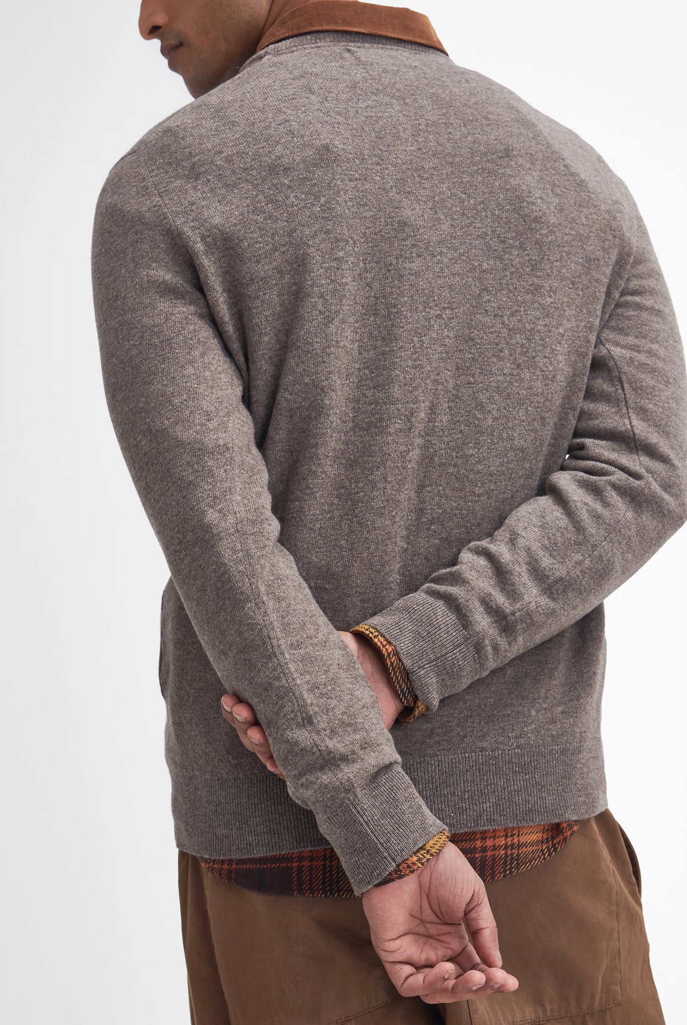 Barbour Essential Lambswool Crew Neck #Colour_Dark Stone