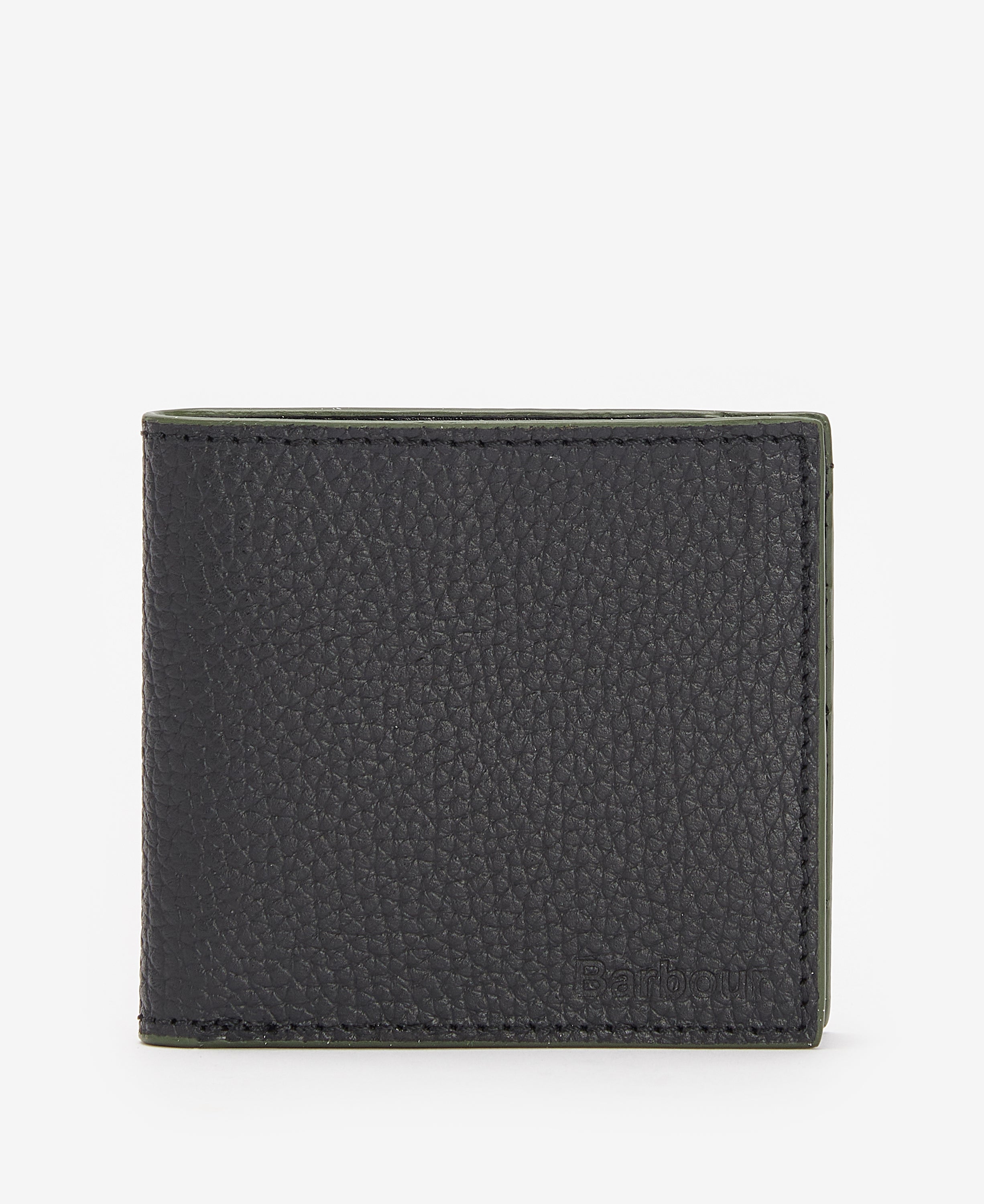 Barbour Black Grain Leather Billfold Wallet #Colour_Black