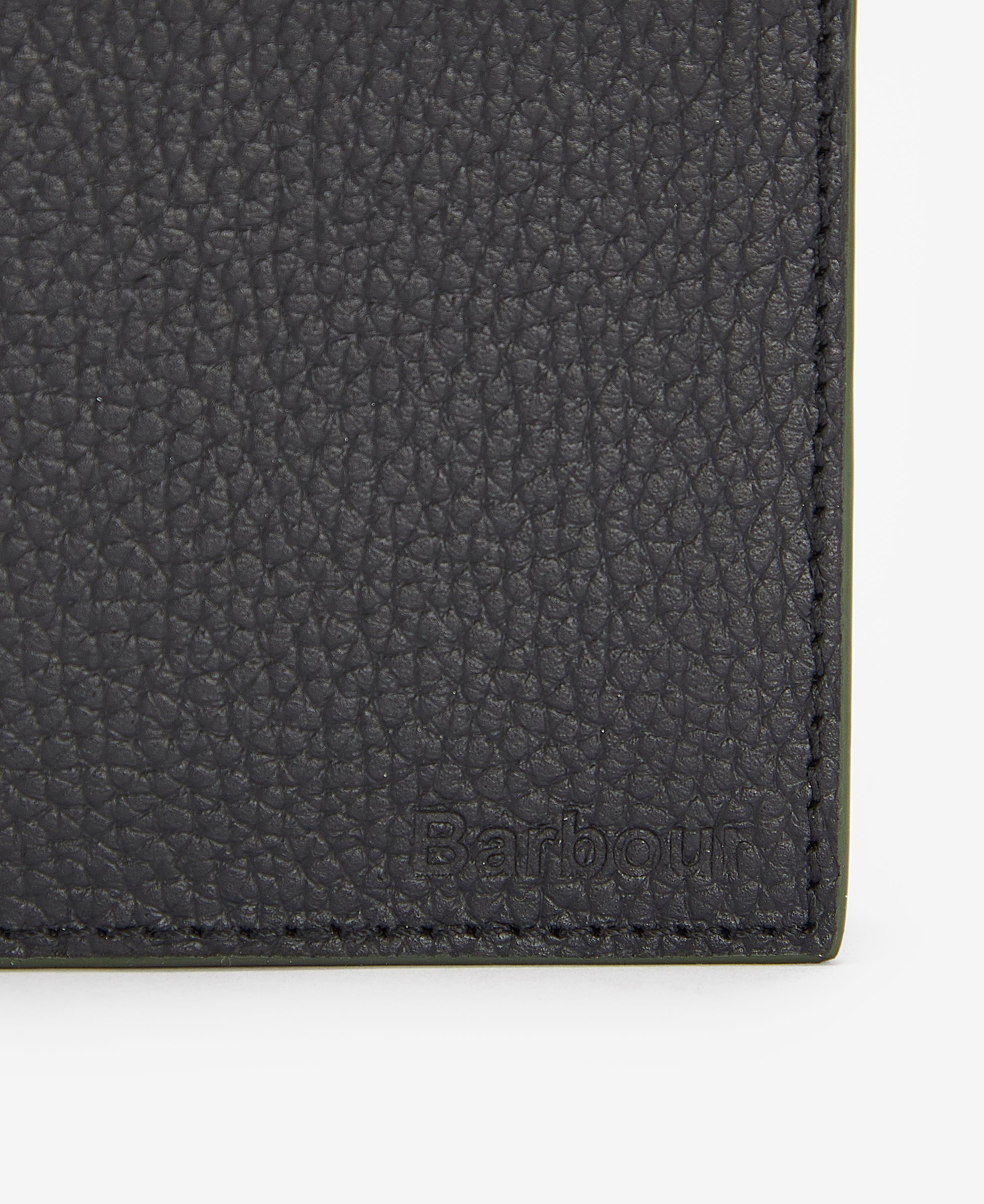 Barbour Black Grain Leather Billfold Wallet #Colour_Black