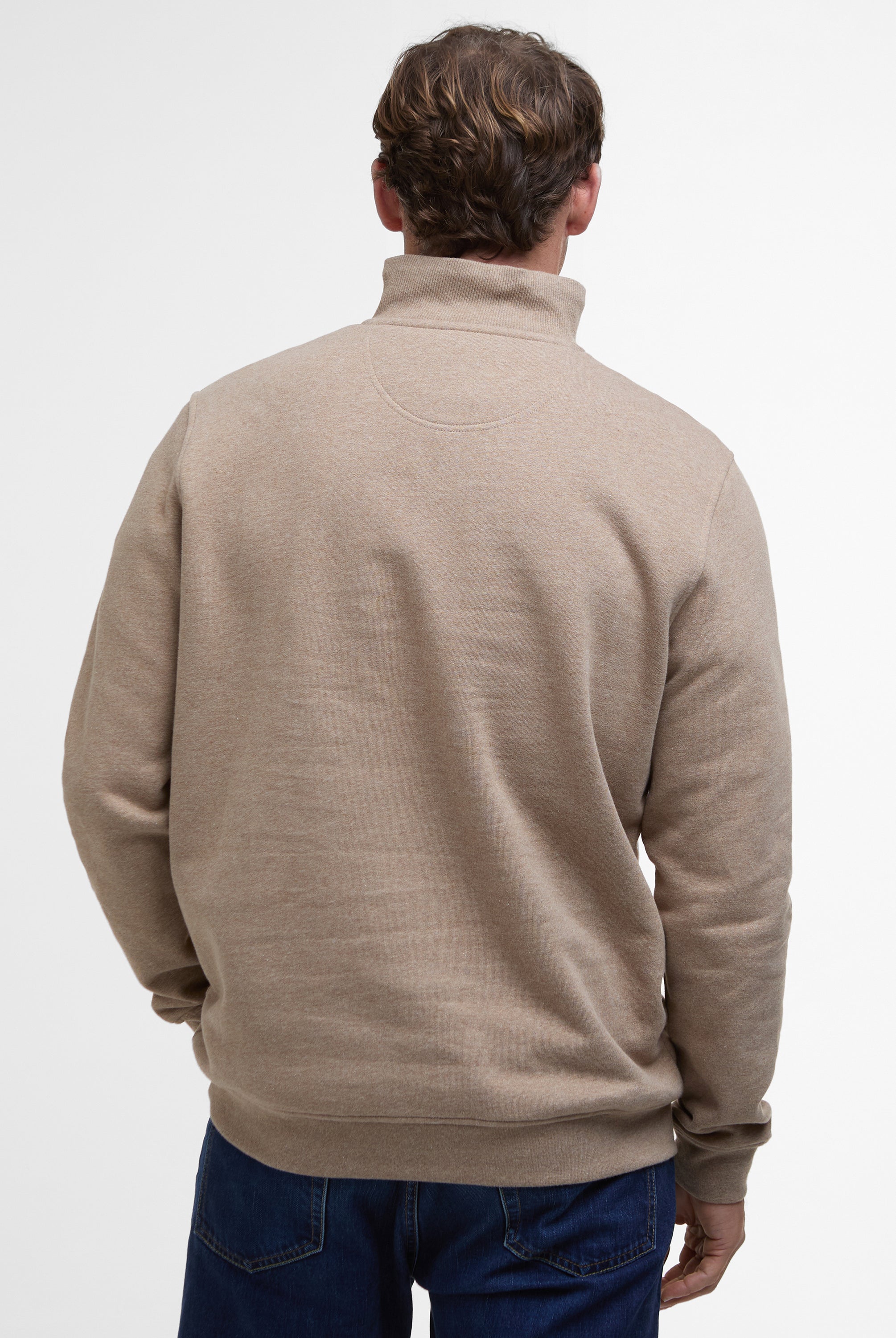 Barbour Stone Marl Nelson Half-Zip Sweatshirt #Colour_Stone Marl