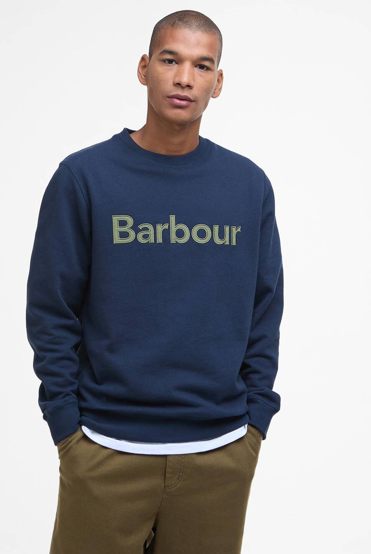 Barbour Navy Pique Applique Crew Sweatshirt #Colour_Navy