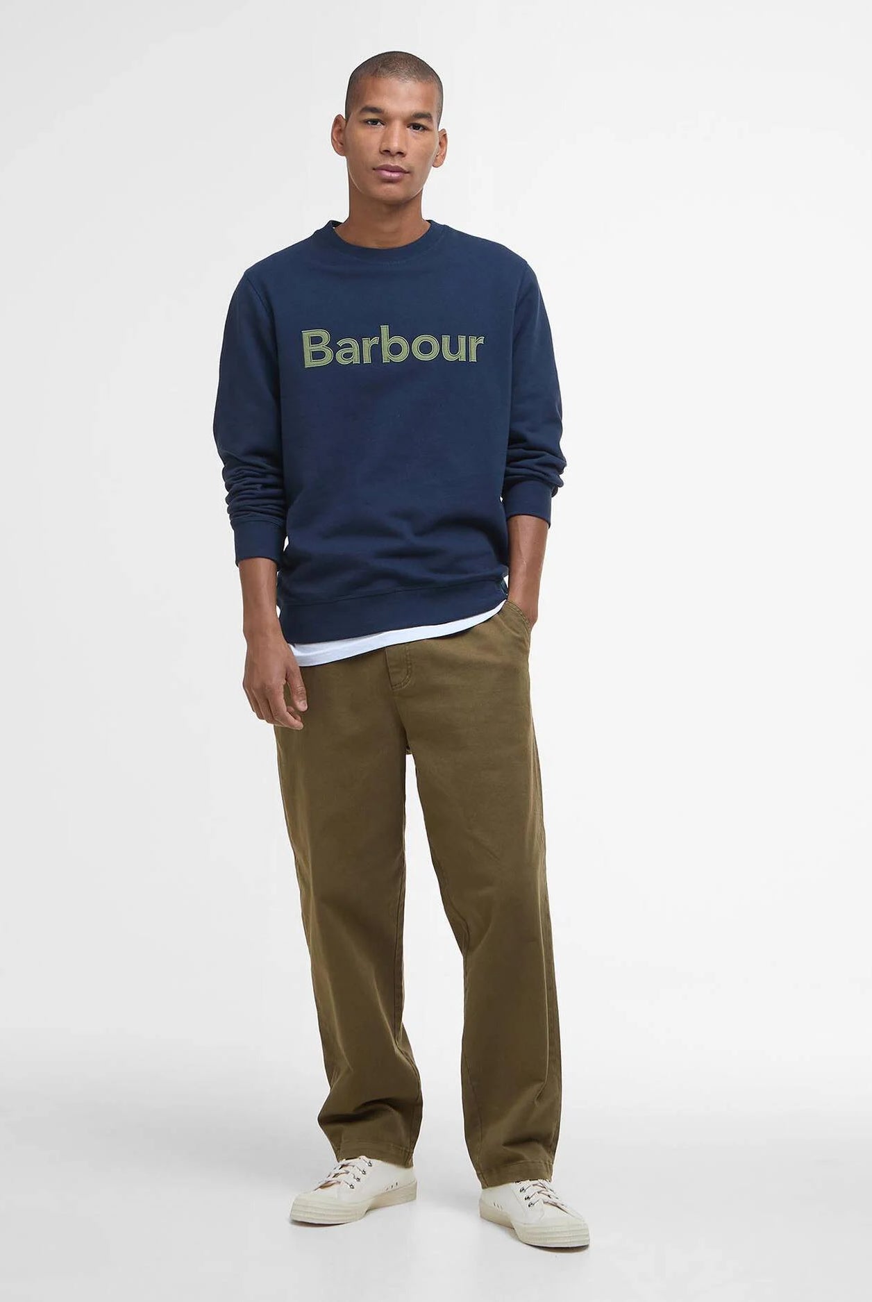 Barbour Navy Pique Applique Crew Sweatshirt #Colour_Navy