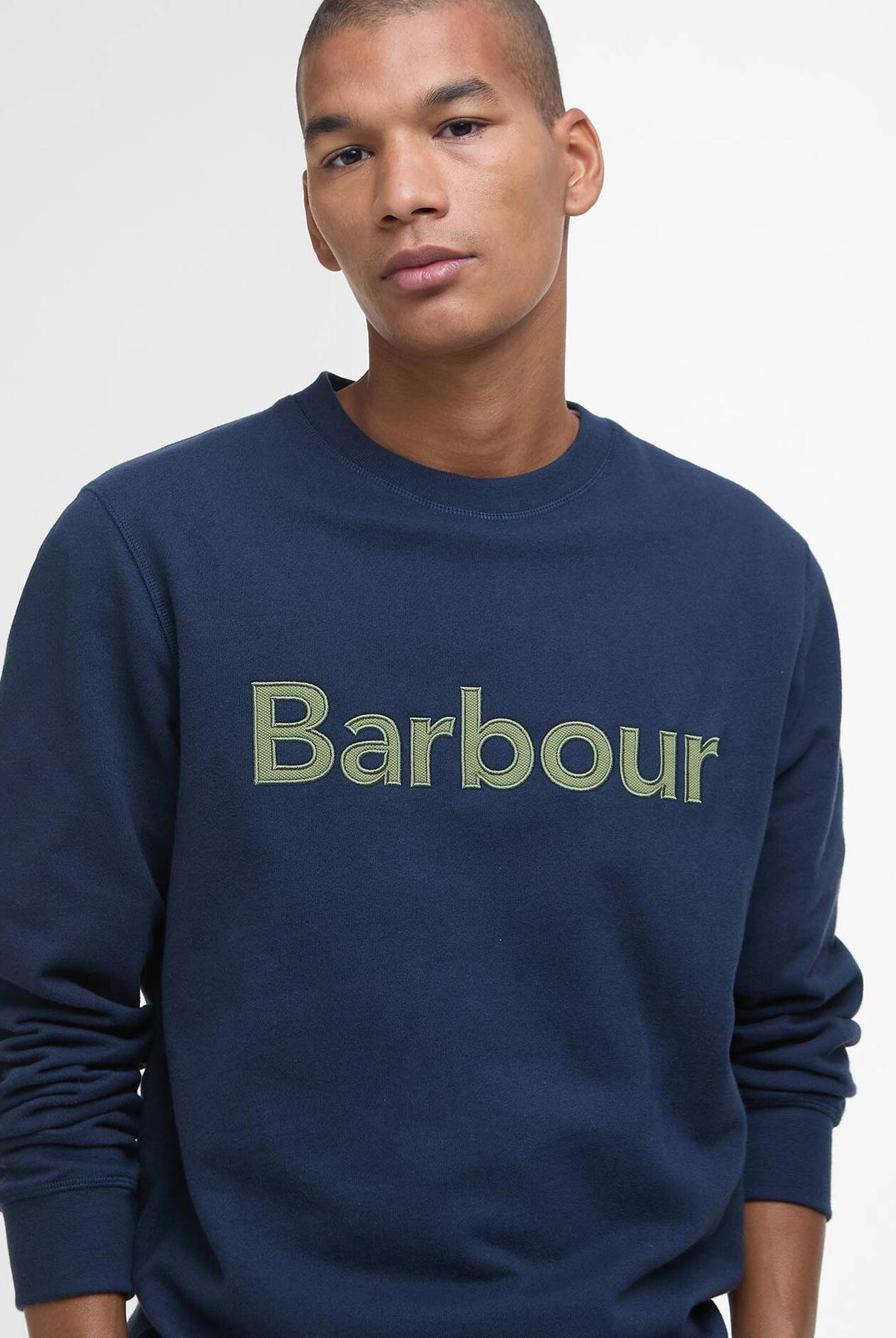 Barbour Navy Pique Applique Crew Sweatshirt #Colour_Navy