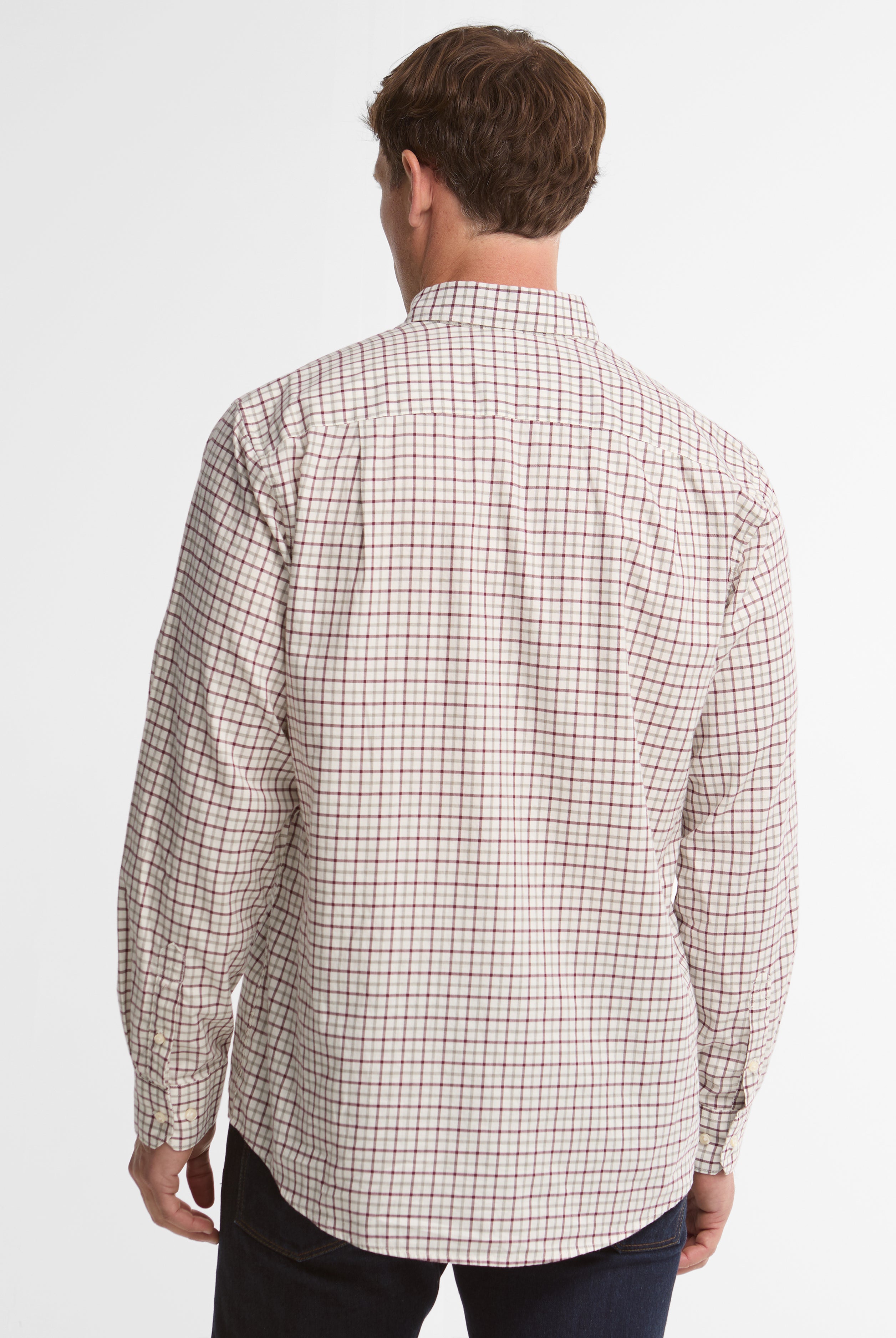 Barbour Preston Regular Tattersall Shirt #Colour_Dark Bordeaux