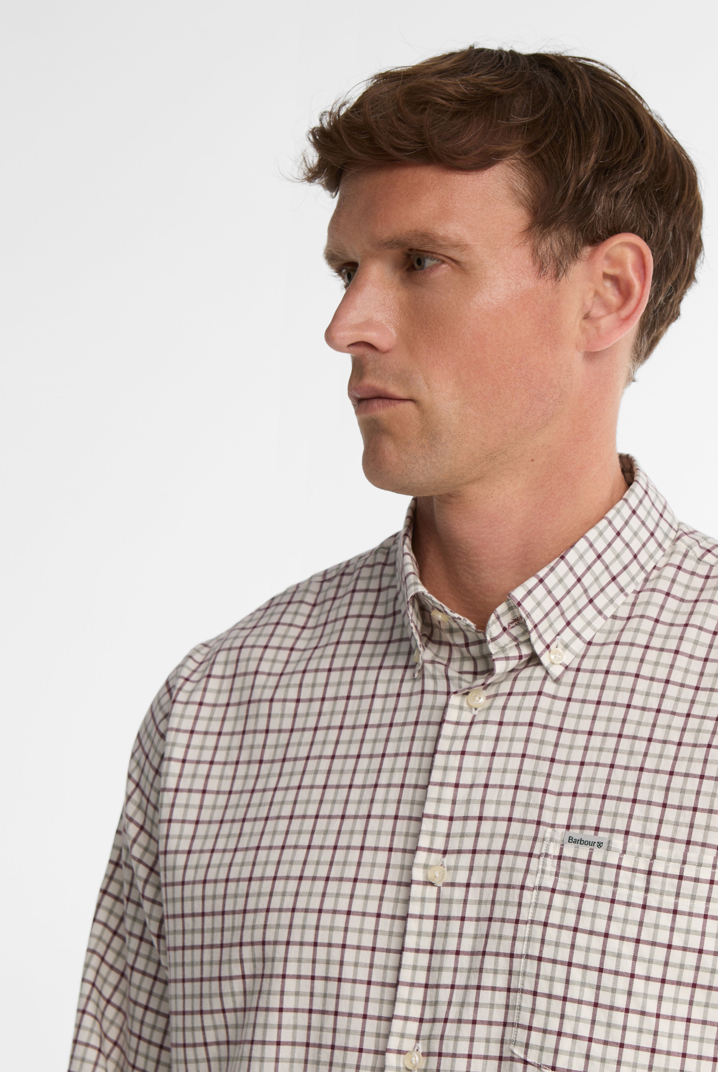 Barbour Preston Regular Tattersall Shirt #Colour_Dark Bordeaux