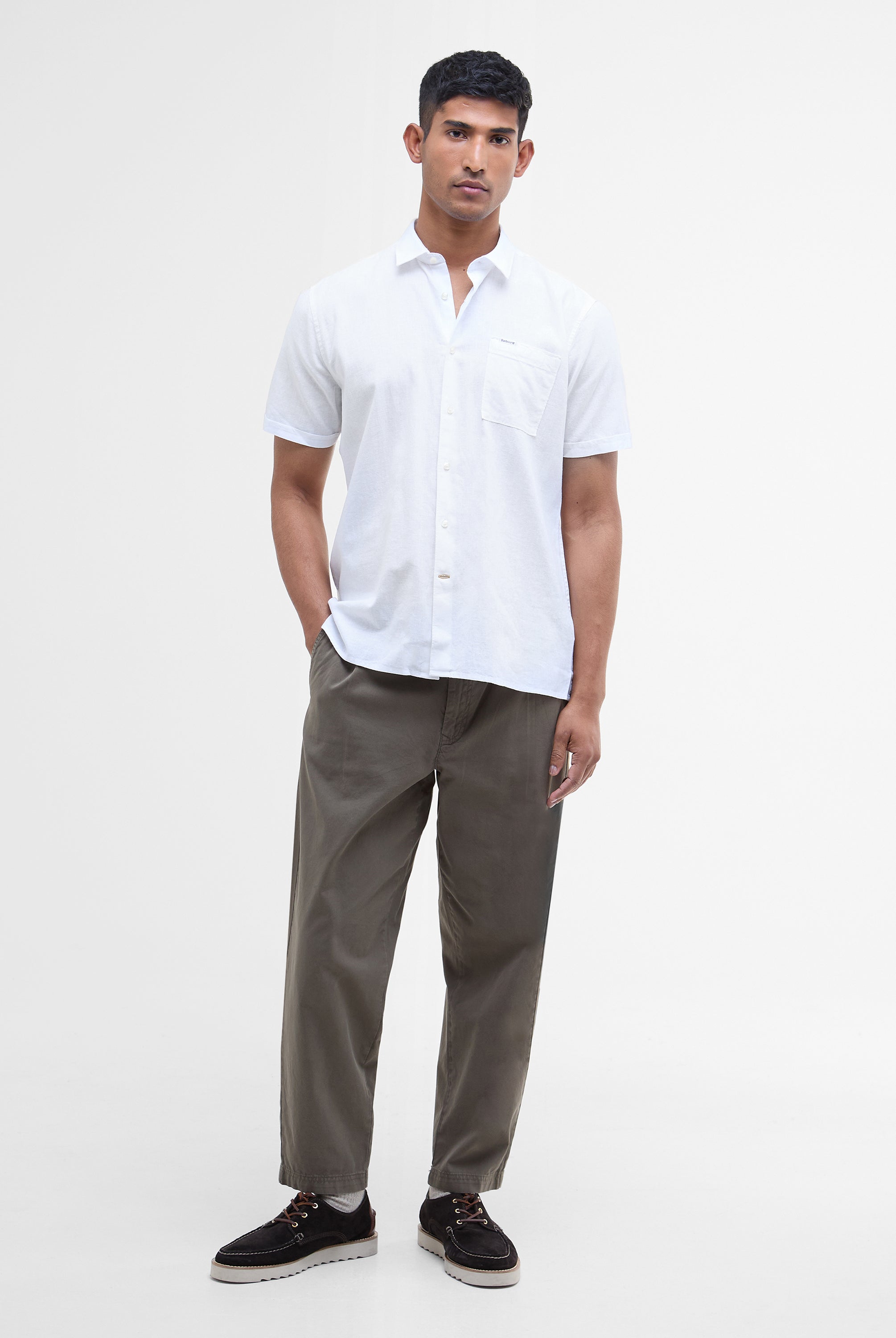 Barbour White Nelson SS Summer Fit Shirt #Colour_White