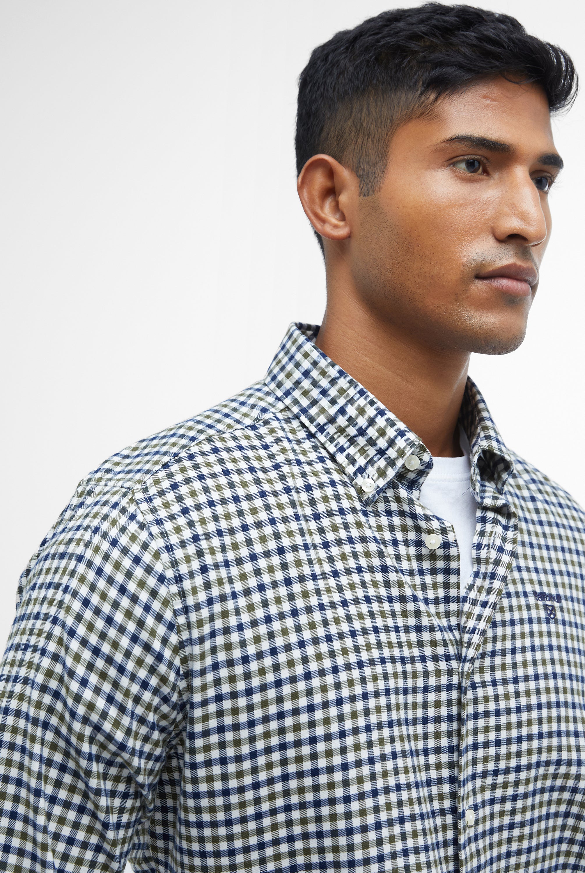 Barbour Olive Finkle Tailored Shirt #Colour_Olive