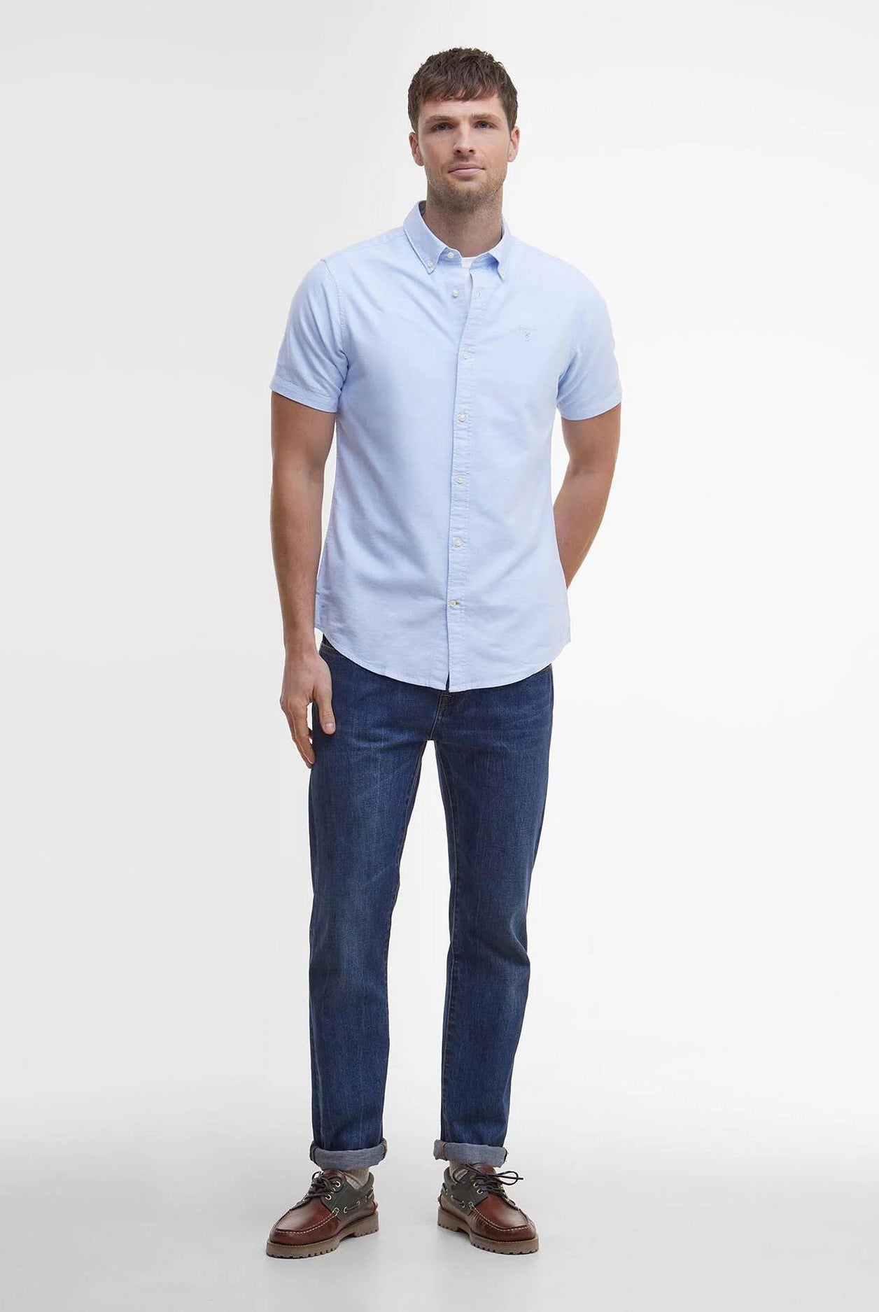 Barbour Sky Blue Striped Oxtown SS Tailored Shirt #Colour_Sky Blue