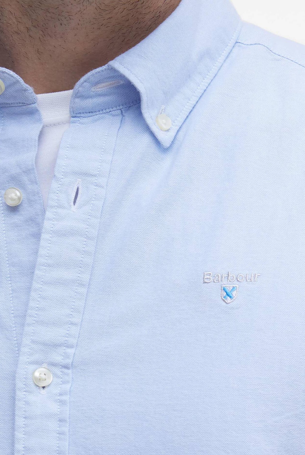 Barbour Sky Blue Striped Oxtown SS Tailored Shirt #Colour_Sky Blue