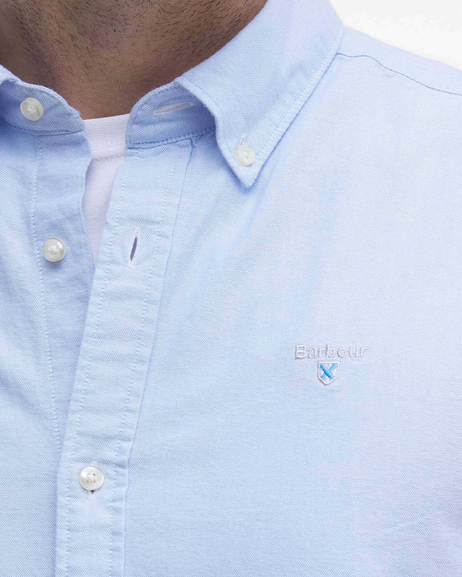 Barbour Sky Blue Striped Oxtown SS Tailored Shirt #Colour_Sky Blue