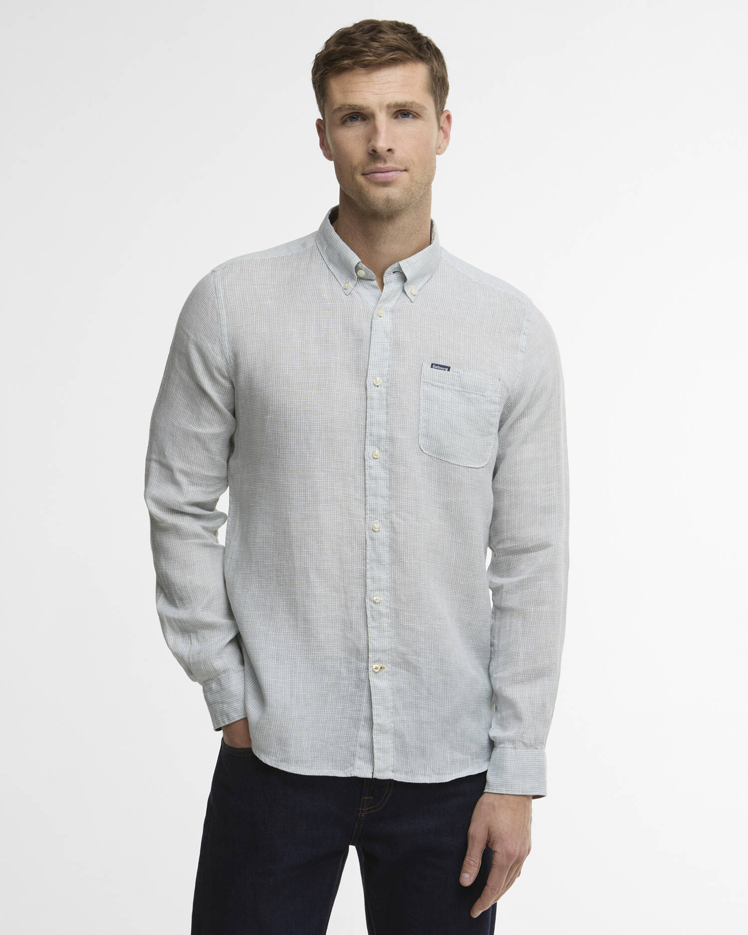 Barbour Slate Linton Tailored Shirt #Colour_Slate
