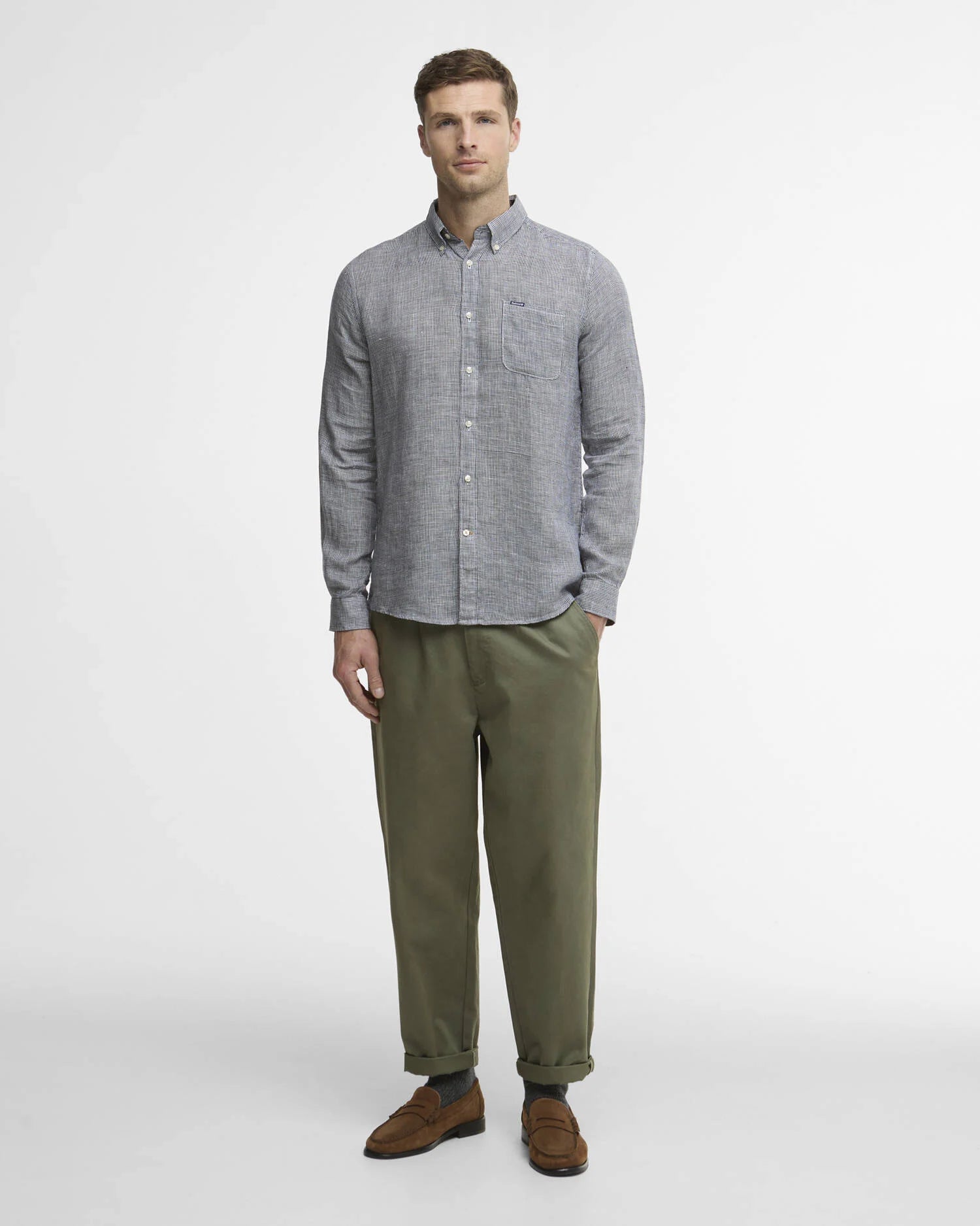 Barbour Navy Linton Tailored Shirt #Colour_Navy