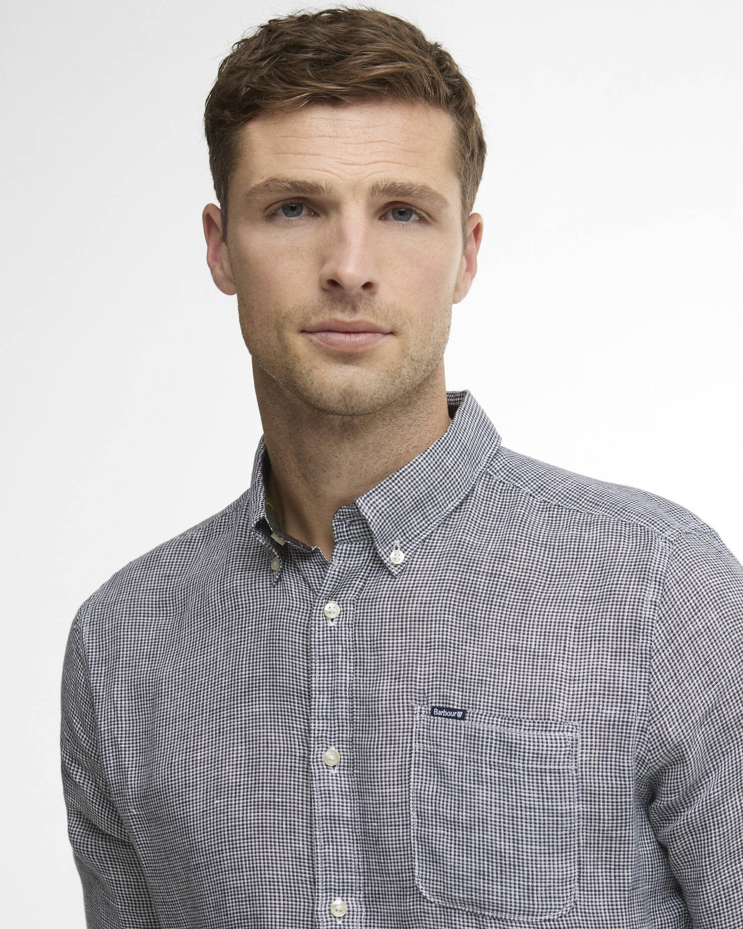 Barbour Navy Linton Tailored Shirt #Colour_Navy