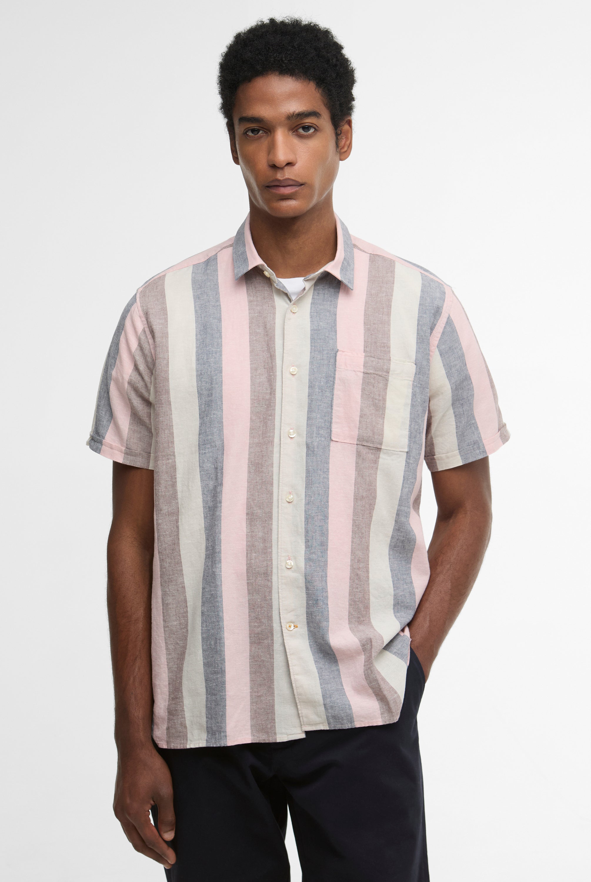 Barbour Pink Portwell Summer Fit Shirt #Colour_Pink