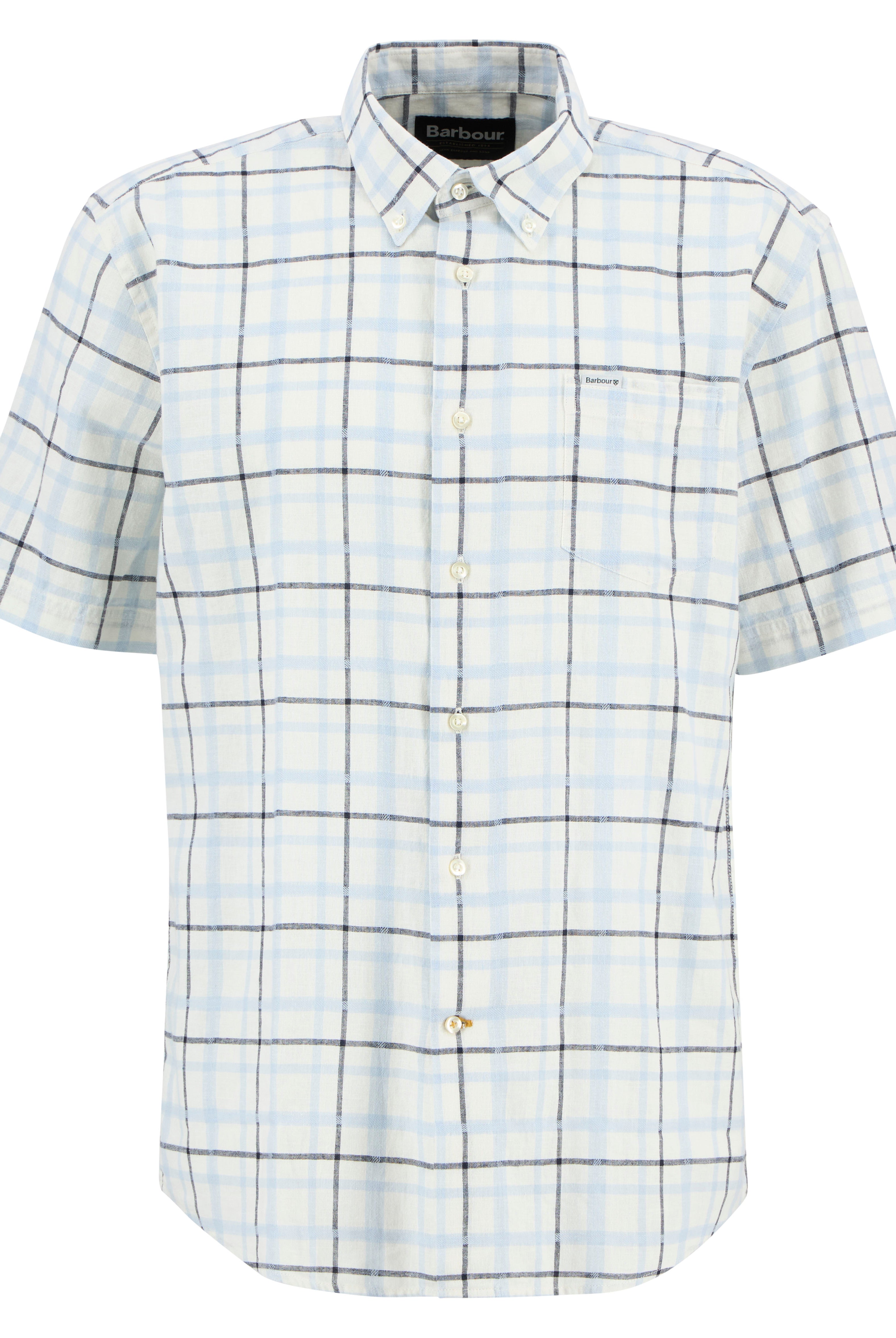 Barbour Heritage Blue Glover SS Linen Blend Regular Shirt #Colour_Heritage Blue