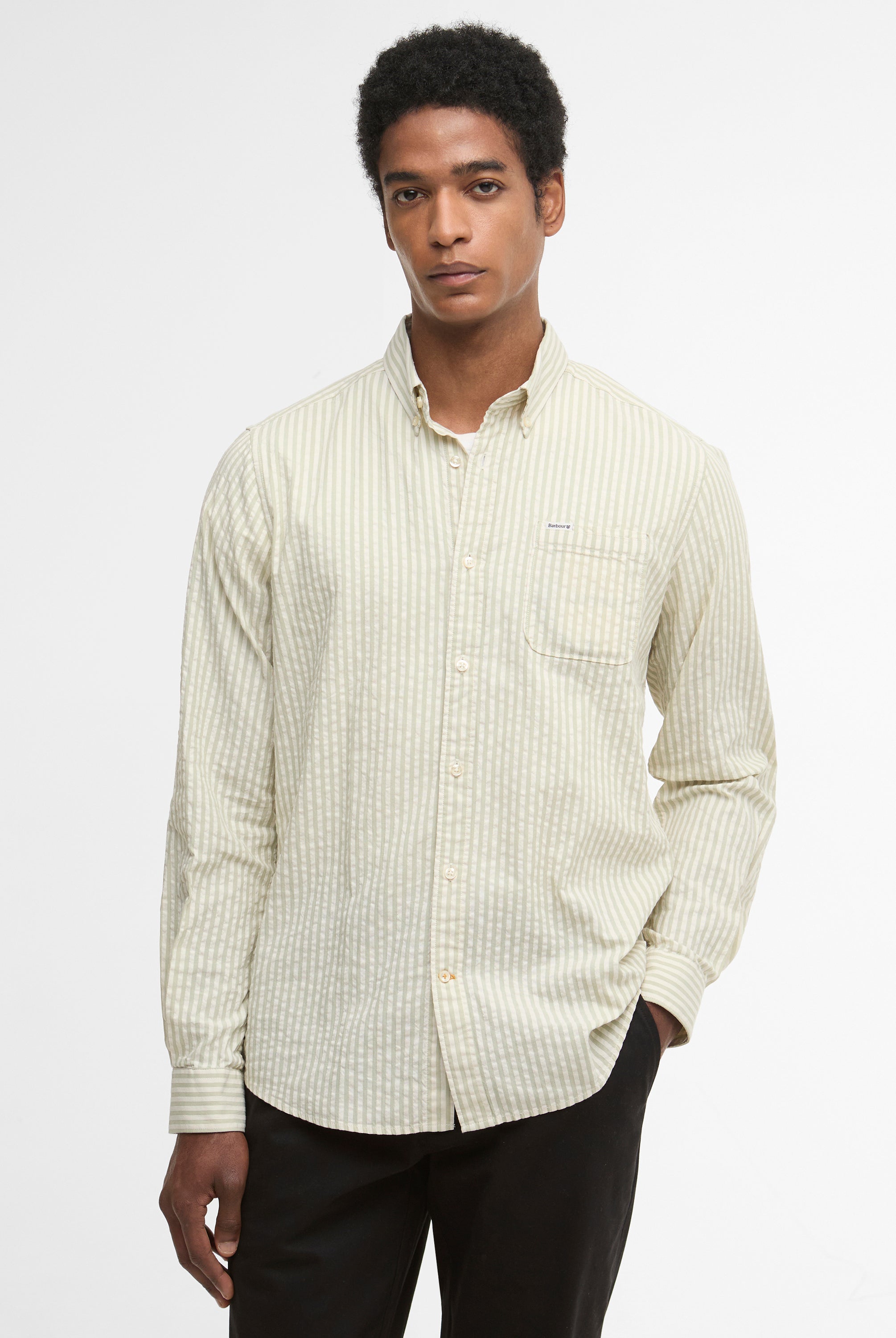 Barbour Sea Green Cresswell Seersucker LS Tailored Shirt #Colour_Sea Green