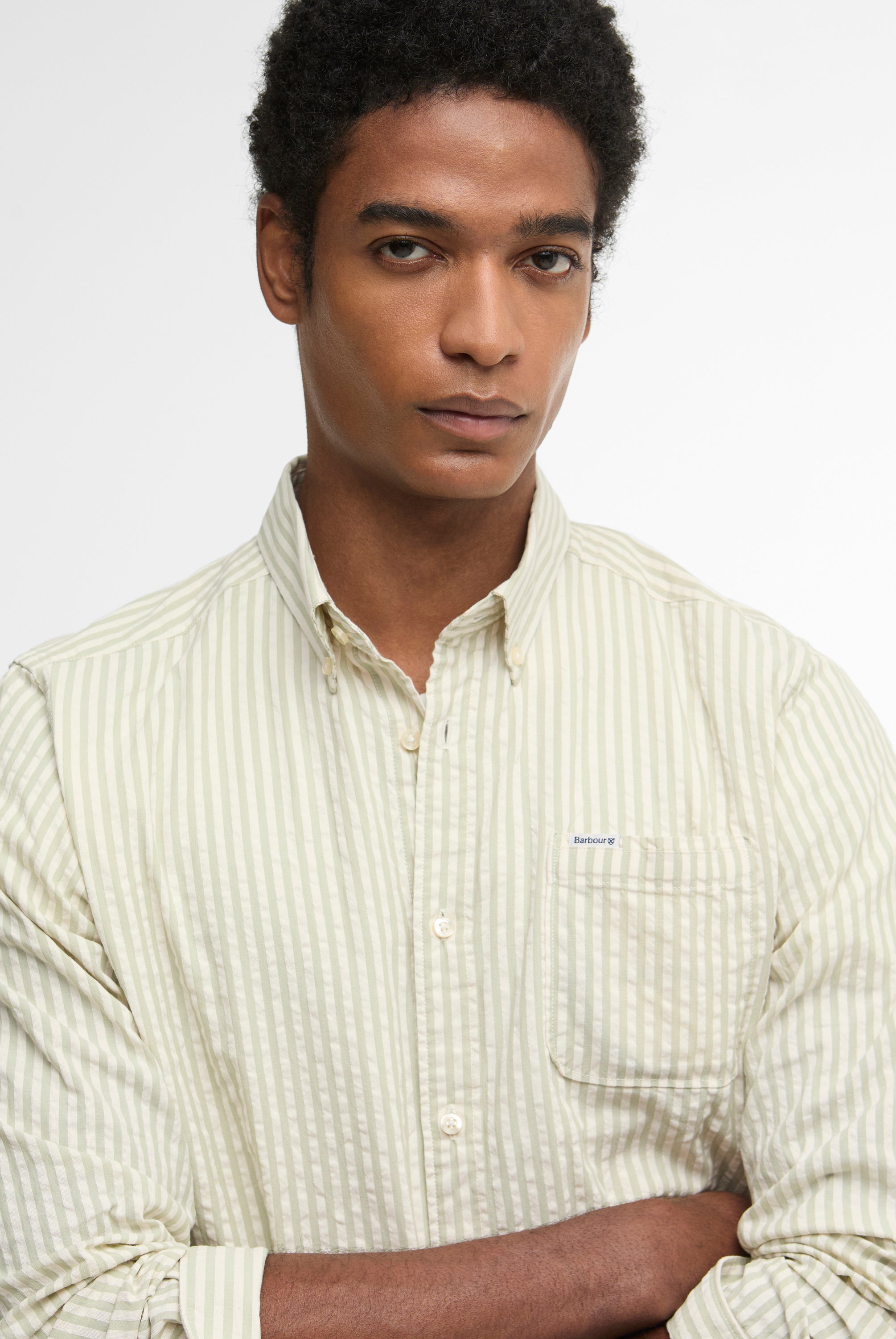 Barbour Sea Green Cresswell Seersucker LS Tailored Shirt #Colour_Sea Green