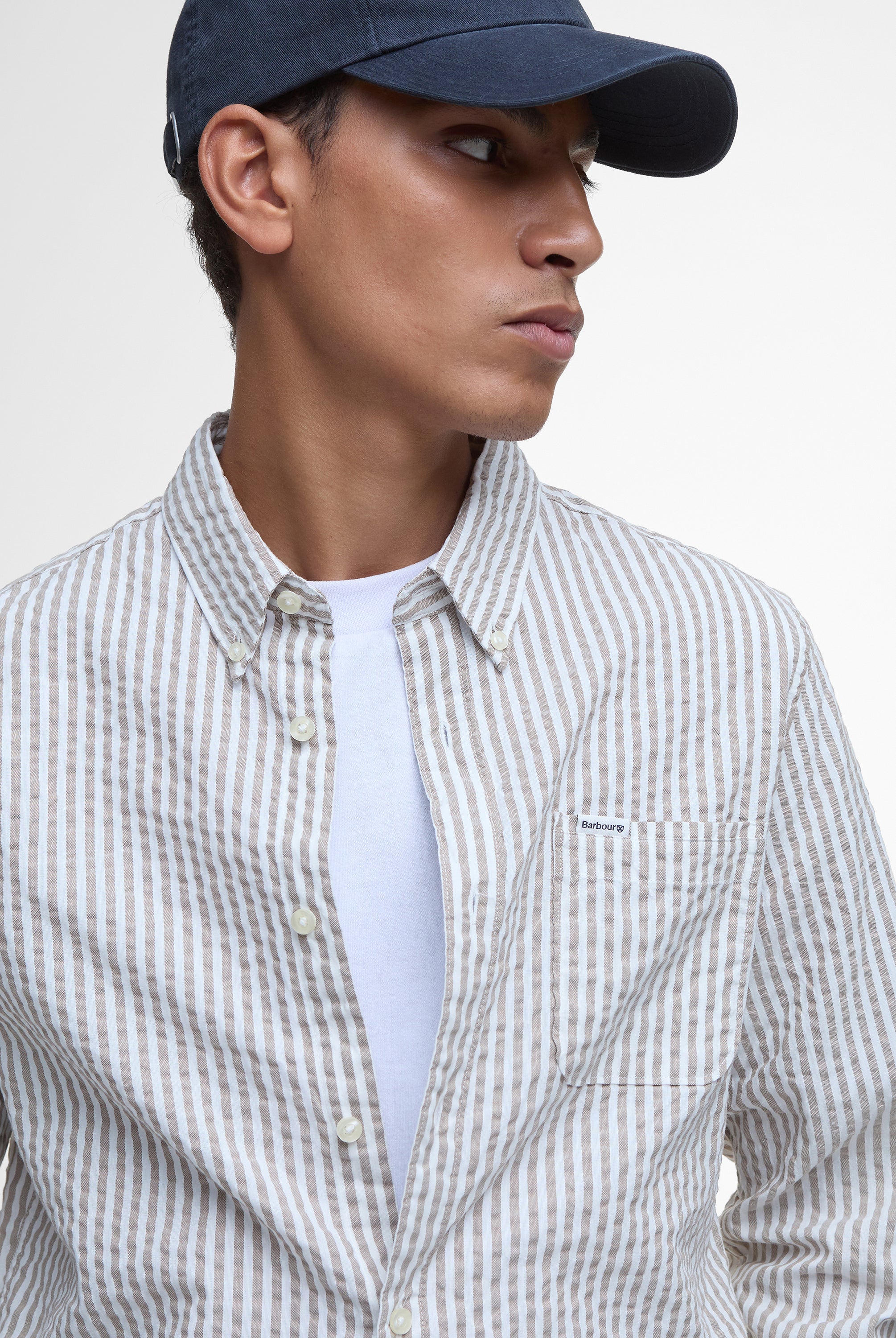 Barbour Sea Green Cresswell Seersucker LS Tailored Shirt #Colour_Sea Green