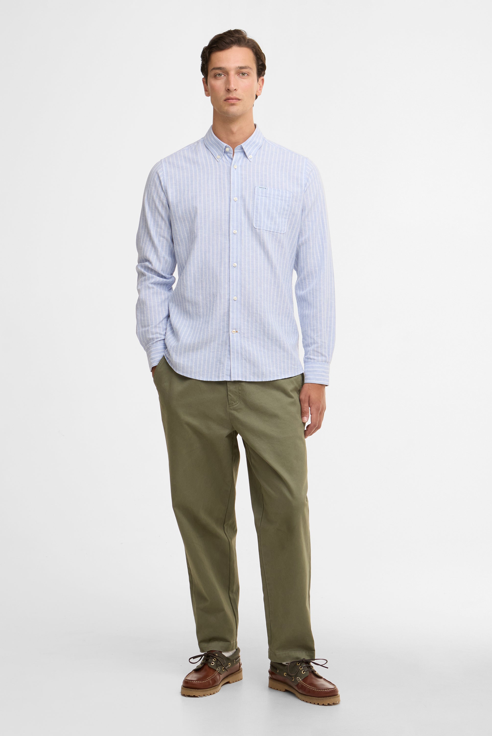 Barbour Blue Nelson Striped LS Tailored Shirt #Colour_Blue