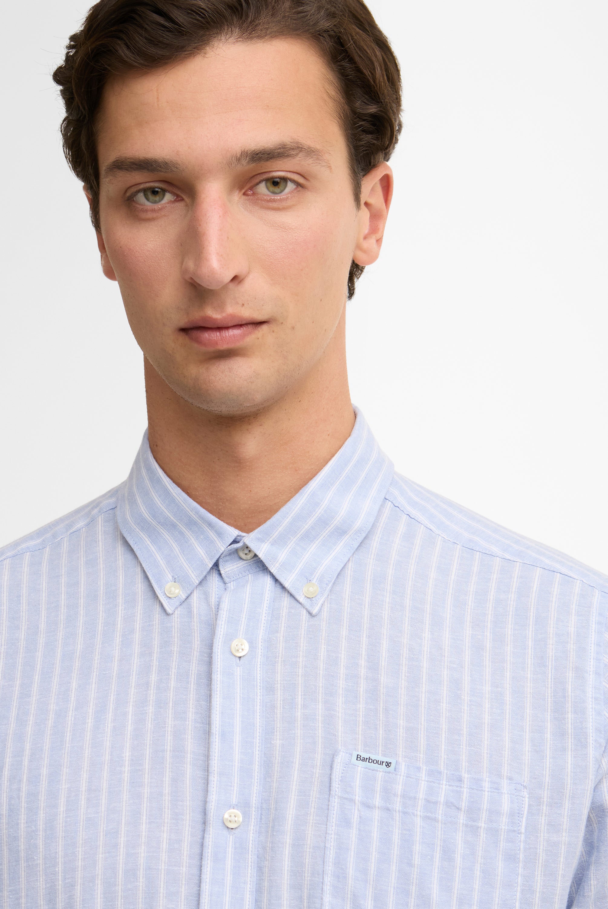 Barbour Blue Nelson Striped LS Tailored Shirt #Colour_Blue