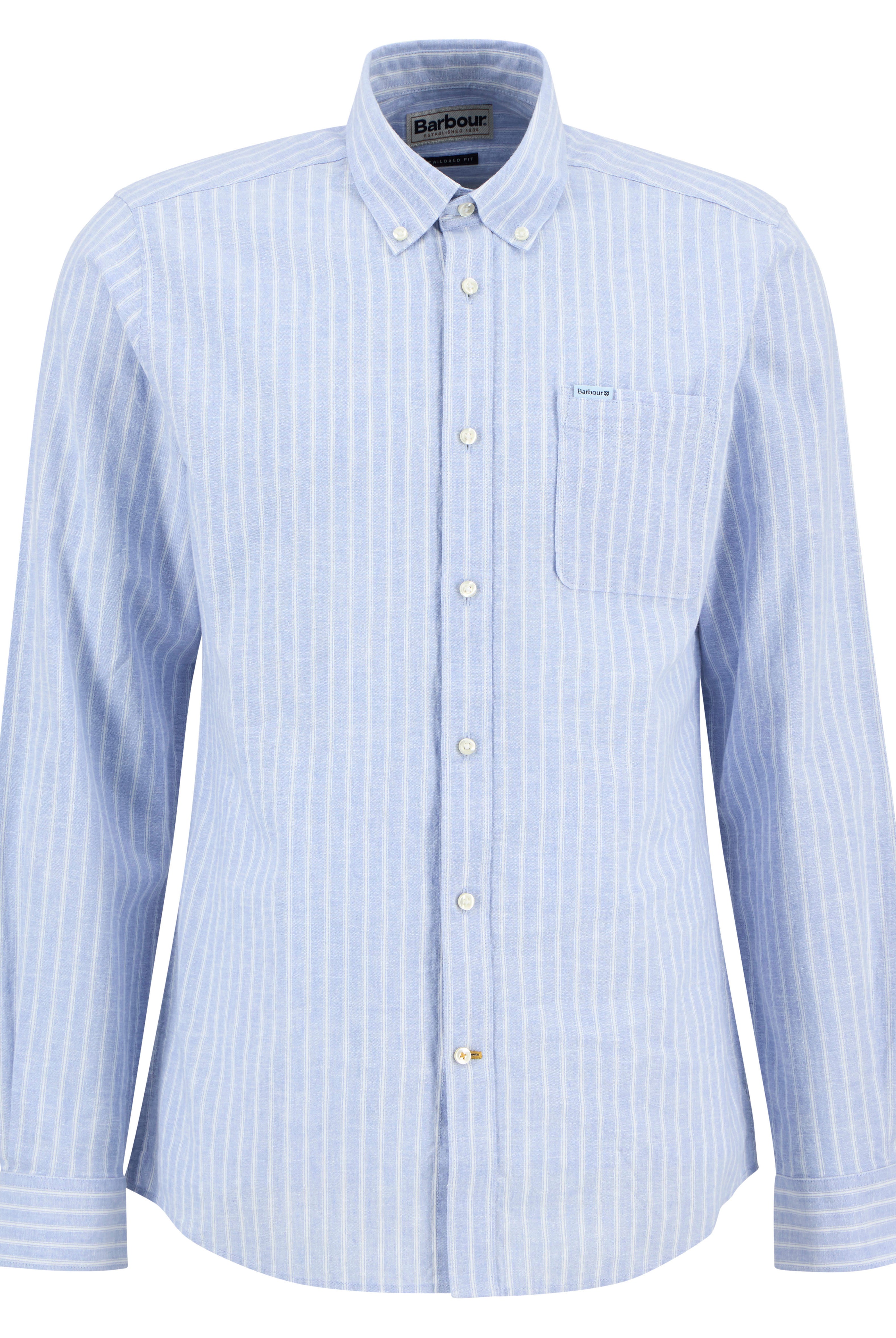 Barbour Blue Nelson Striped LS Tailored Shirt #Colour_Blue