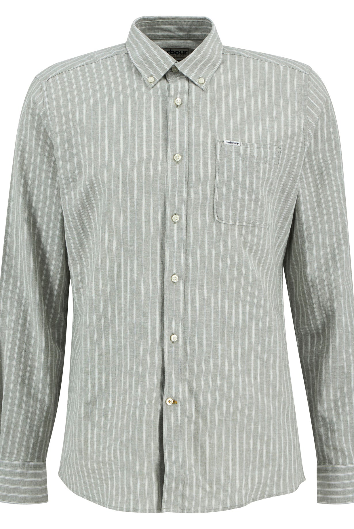 Barbour Bleached Olive Nelson Striped Summer Fit Shirt #Colour_Bleached Olive