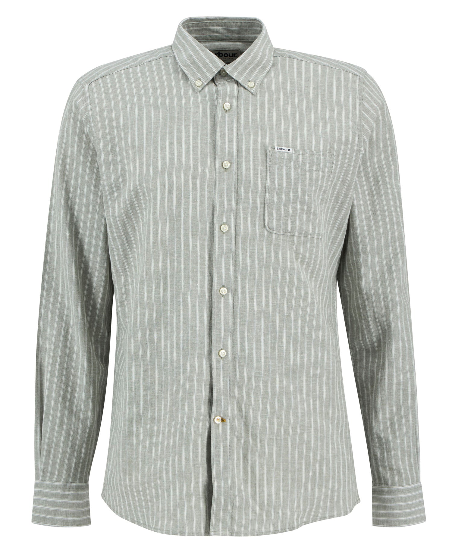 Barbour Bleached Olive Nelson Striped Summer Fit Shirt #Colour_Bleached Olive