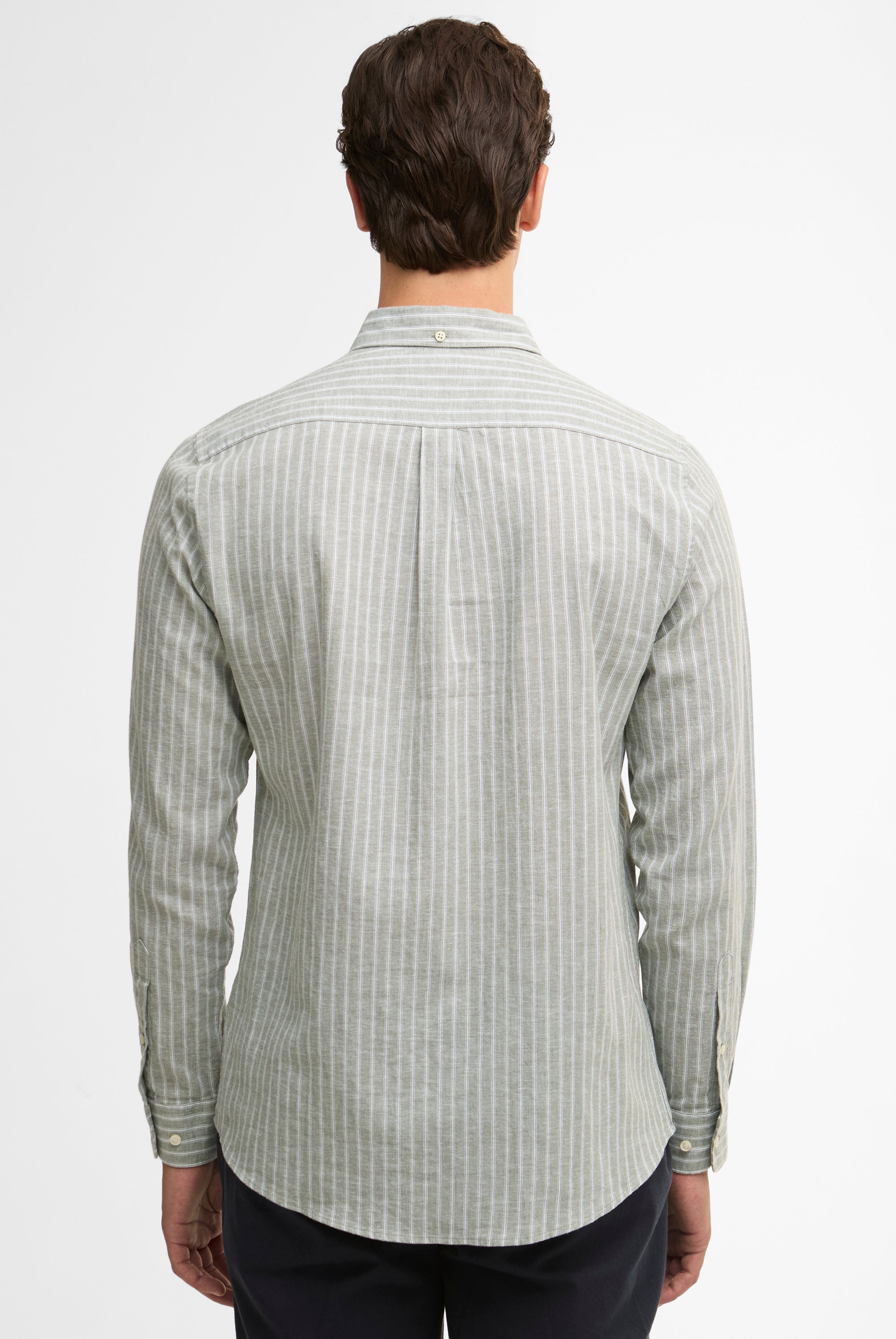 Barbour Bleached Olive Nelson Striped LS Tailored Shirt #Colour_Bleached Olive