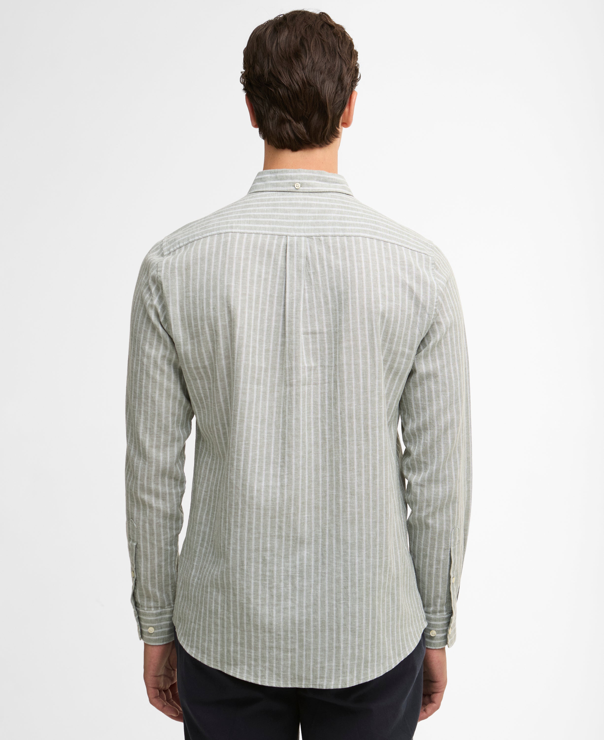 Barbour Bleached Olive Nelson Striped LS Tailored Shirt #Colour_Bleached Olive