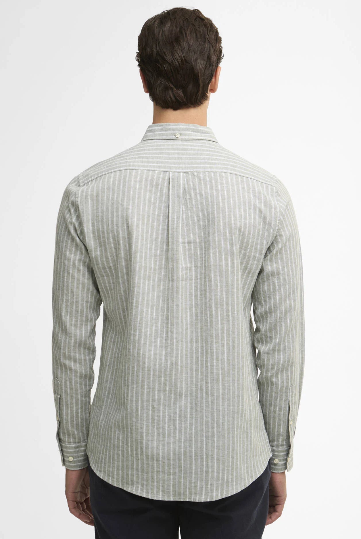 Barbour Bleached Olive Nelson Striped Summer Fit Shirt #Colour_Bleached Olive