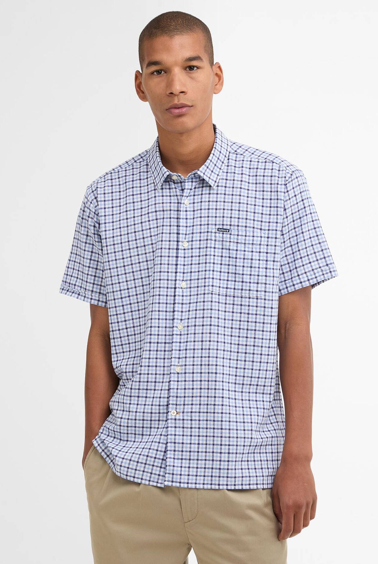 Barbour Blue Nelson Gingham LS Tailored Shirt #Colour_Blue