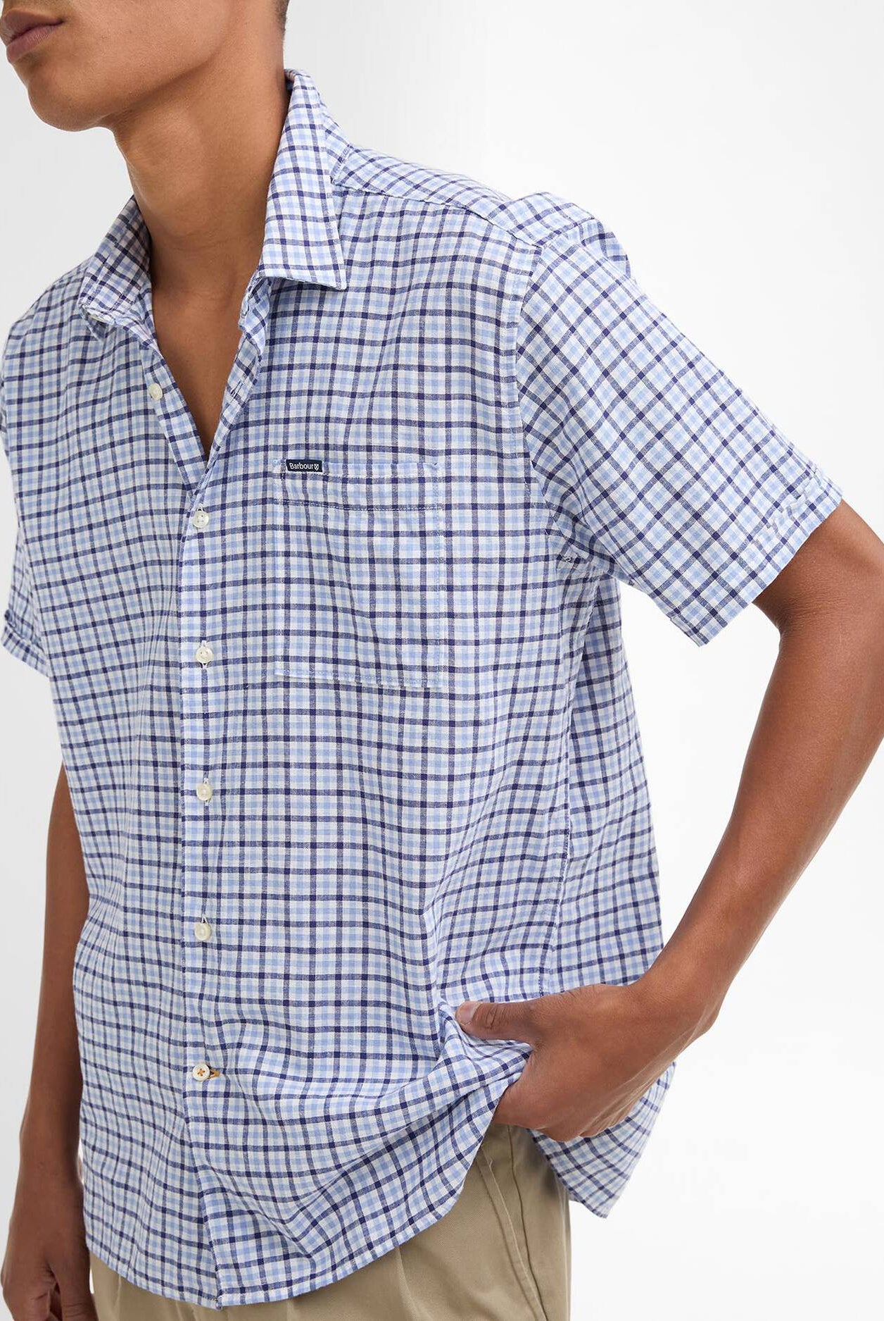 Barbour Blue Nelson Gingham LS Tailored Shirt #Colour_Blue