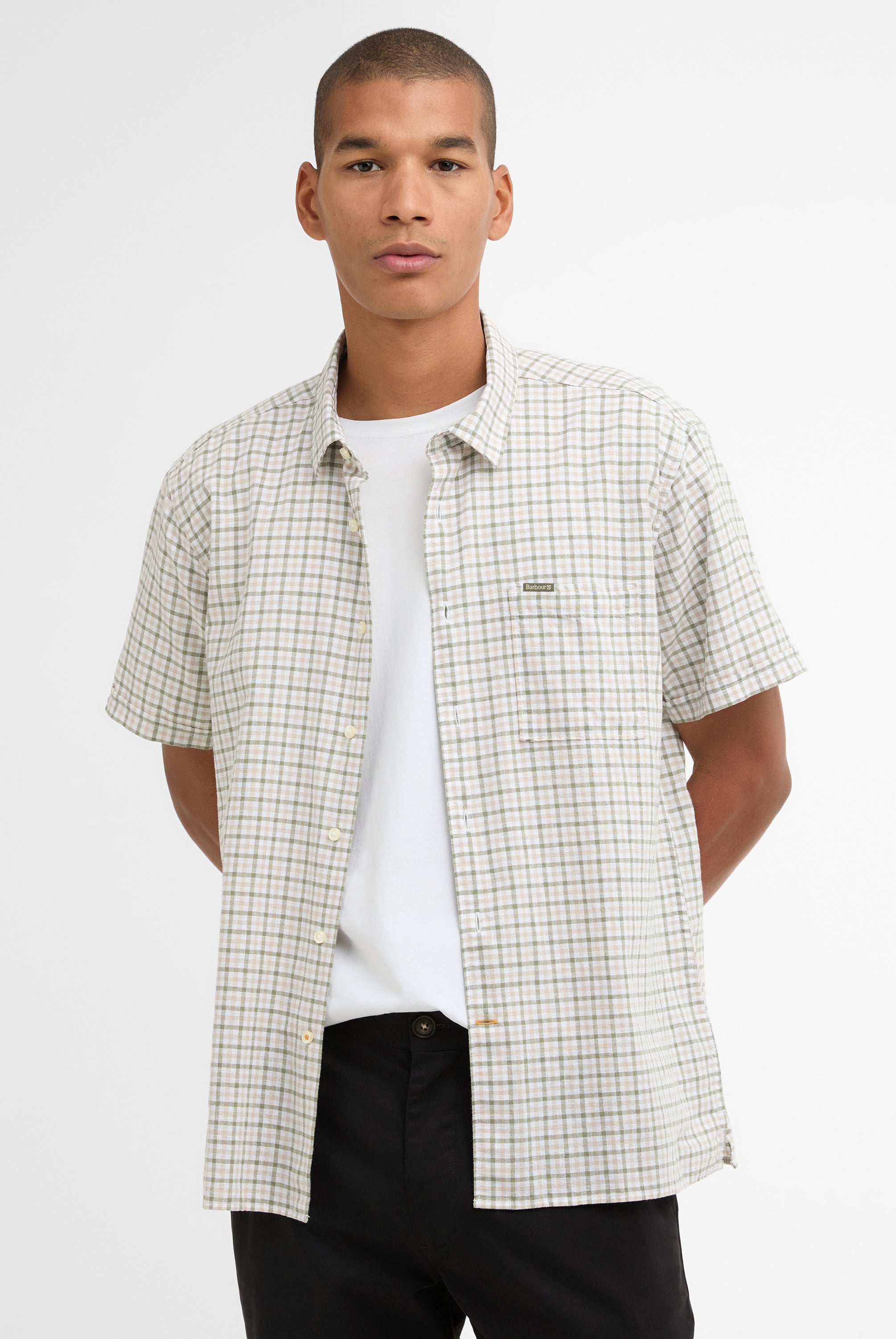 Barbour Stone Nelson Gingham Summer Fit Shirt #Colour_Stone