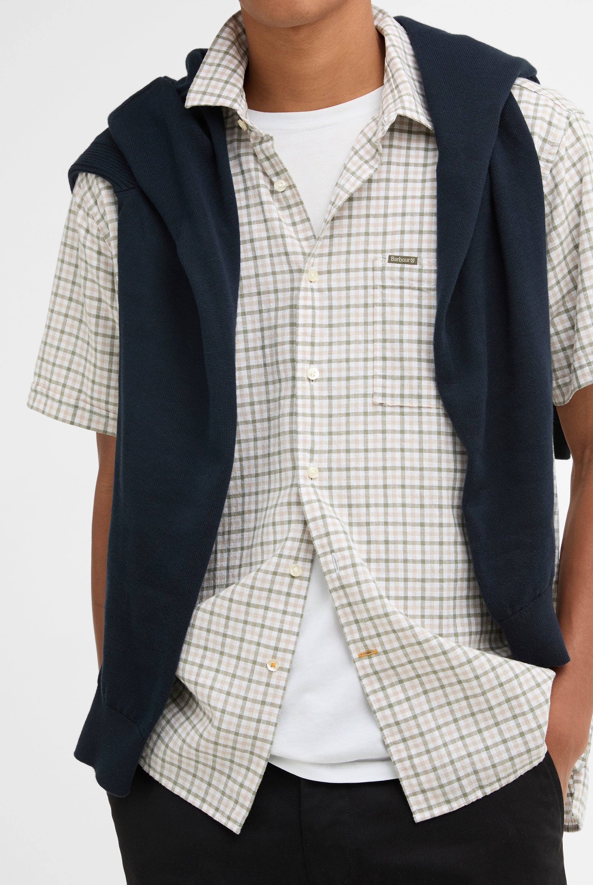 Barbour Stone Nelson Gingham Summer Fit Shirt #Colour_Stone
