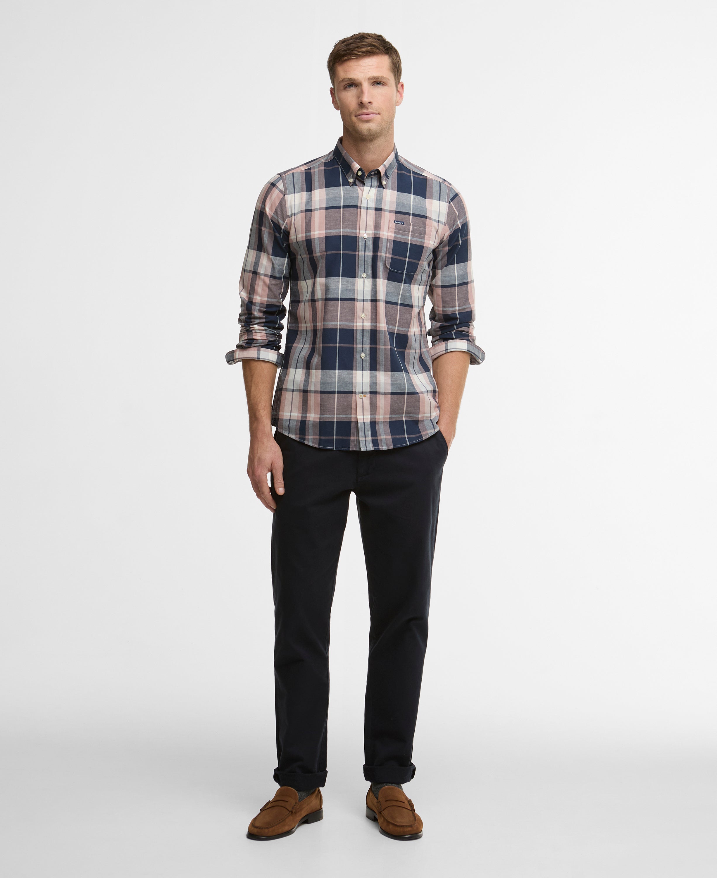 Barbour Navy Newbridge Checked Tailored Shirt #Colour_Navy