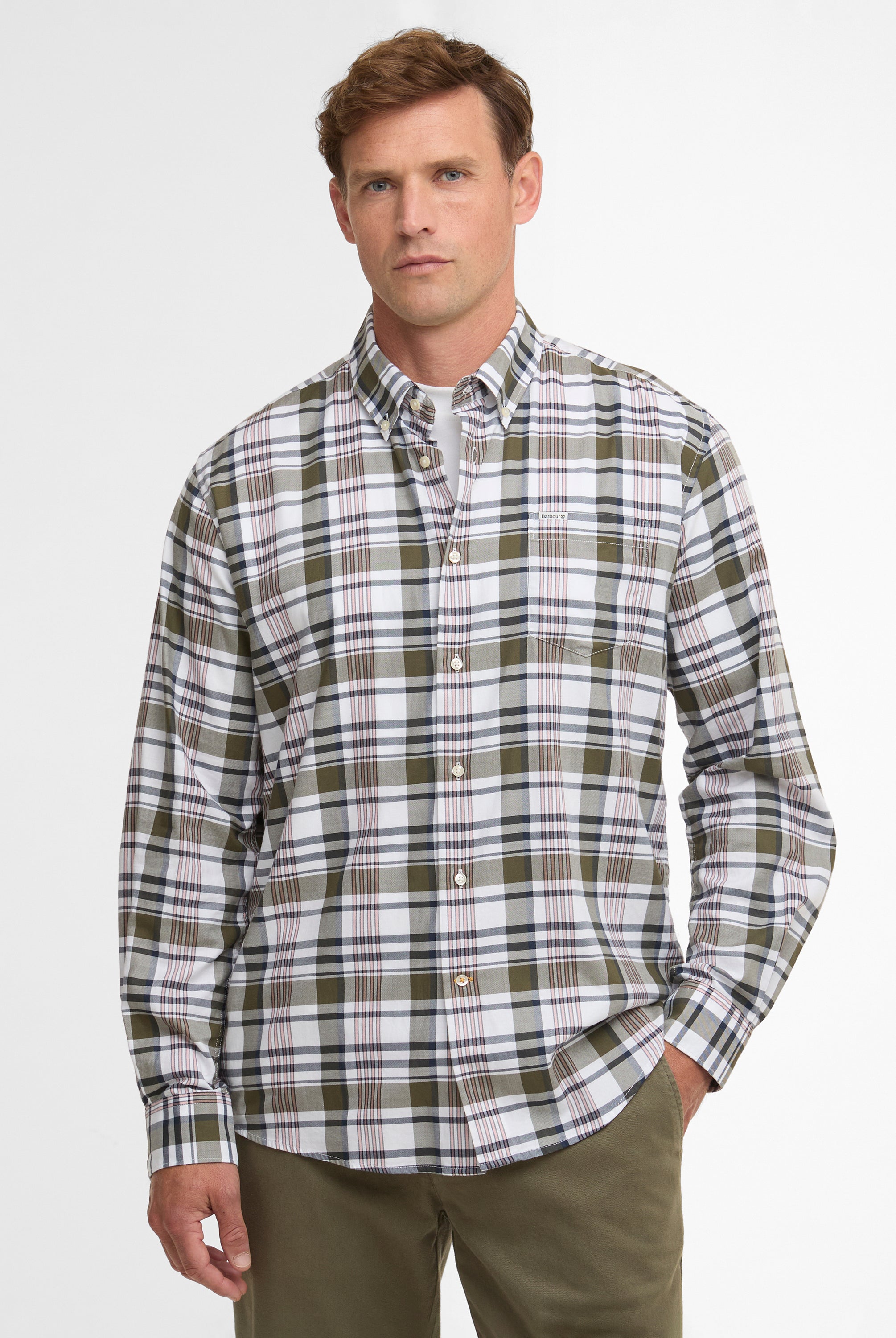 Barbour Olive Hunwick Regular Shirt #Colour_Olive
