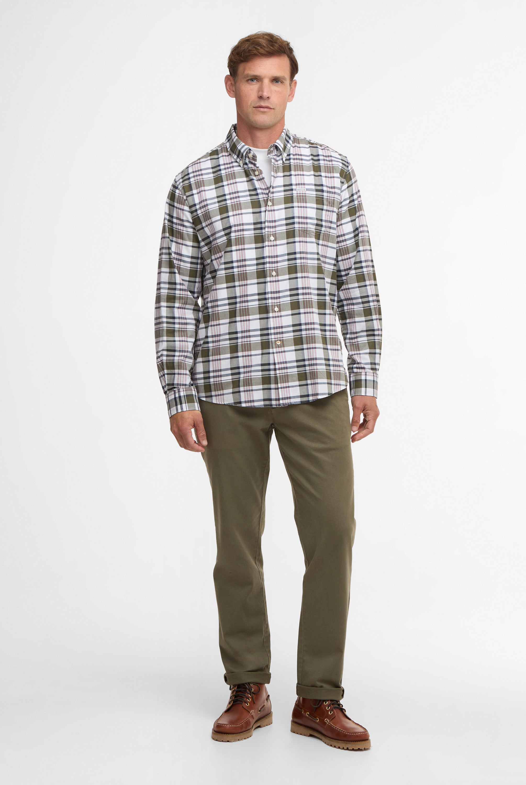 Barbour Olive Hunwick Regular Shirt #Colour_Olive