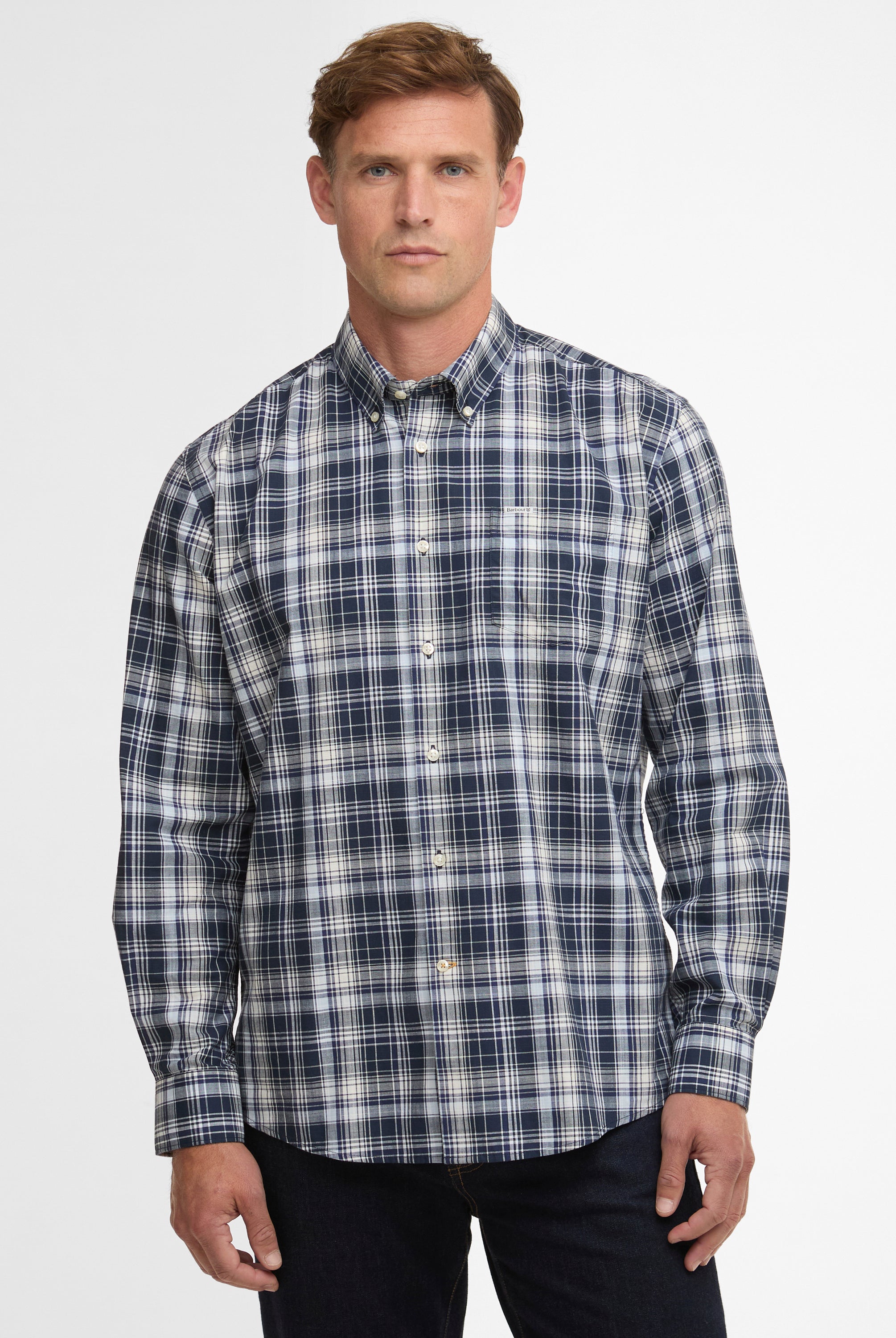 Barbour Navy Witton Checked Regular Shirt #Colour_Navy