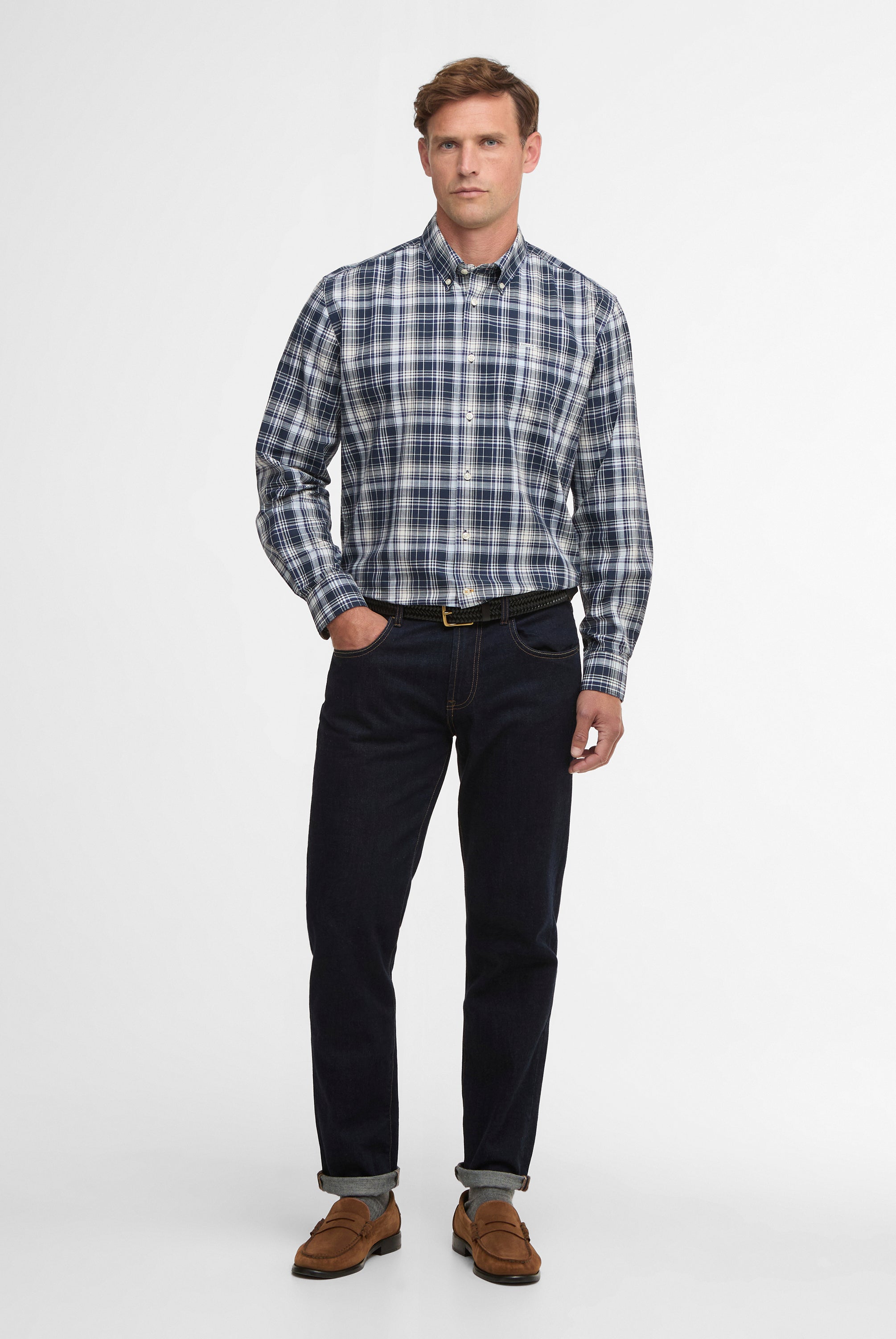 Barbour Navy Witton Checked Regular Shirt #Colour_Navy