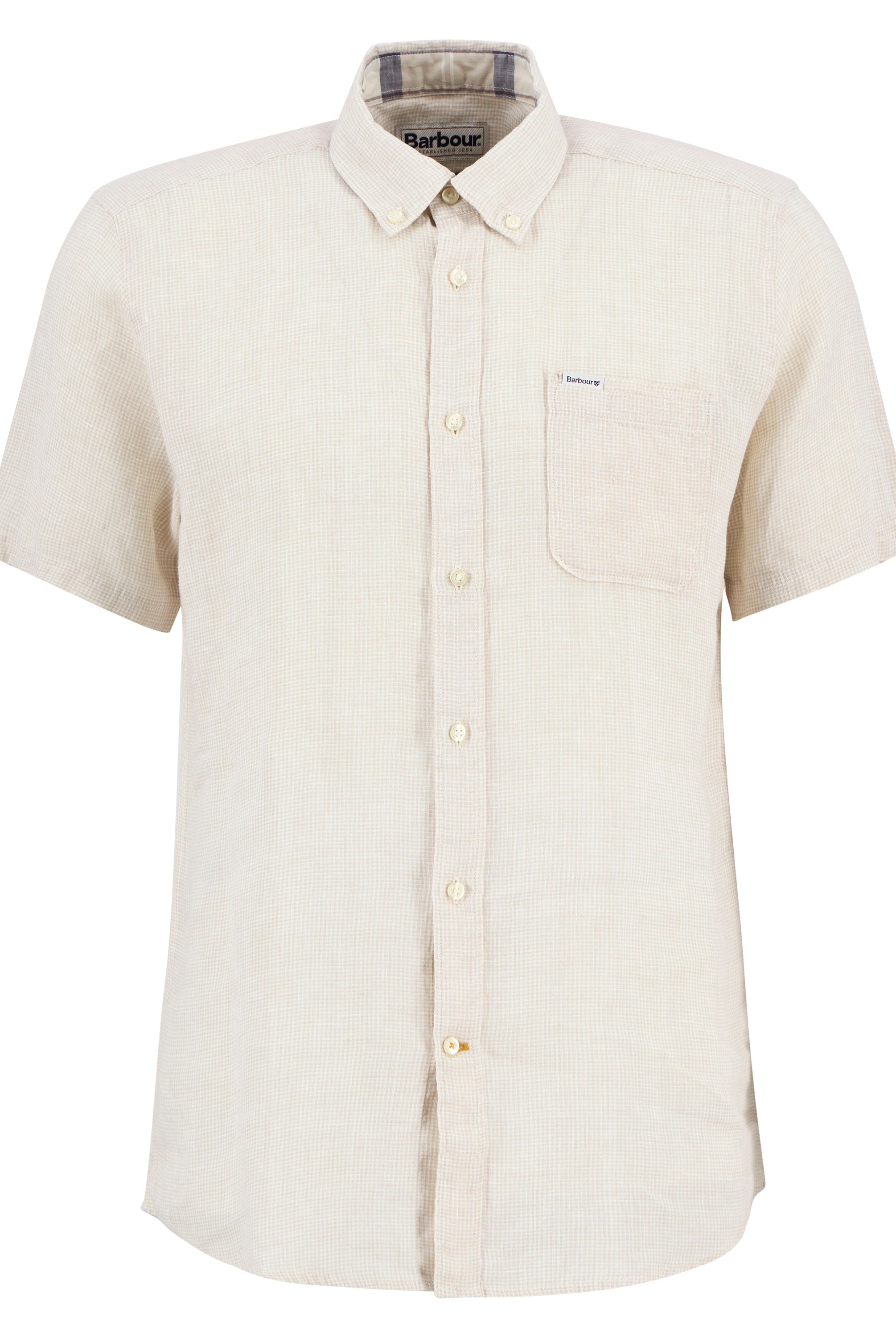 Barbour Mist Linton Linen SS Tailored Shirt #Colour_Mist